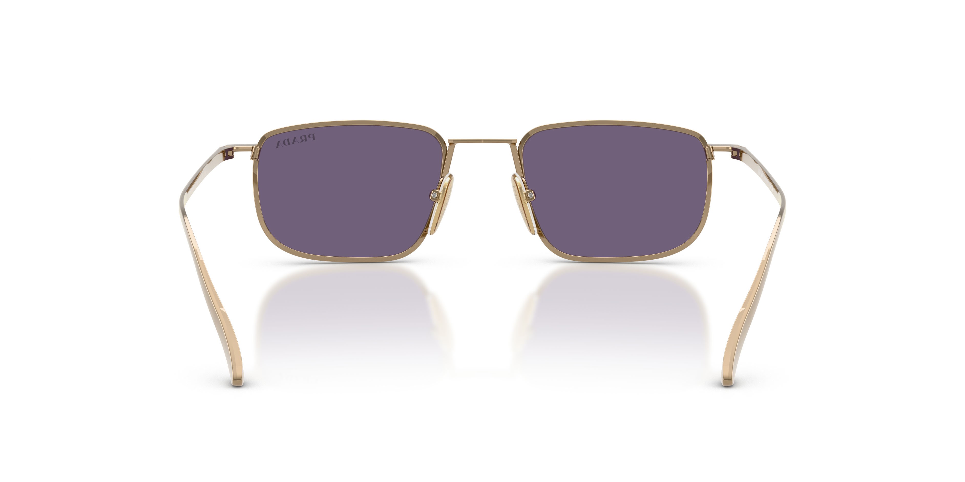 Occhiali da sole Prada PR D52S (7OE70W) colore ottone forma quadrato lenti viola