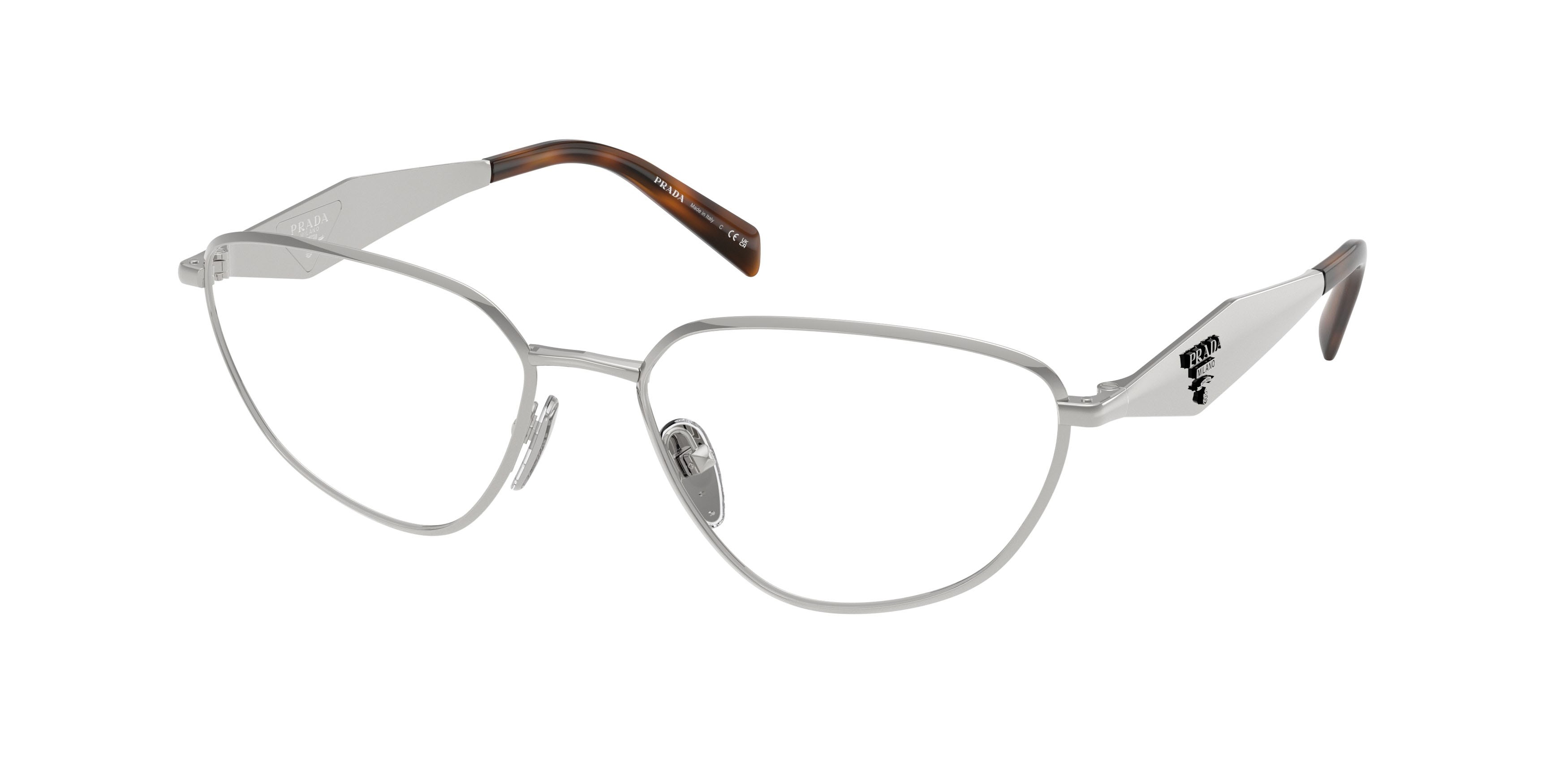 Eyeglasses Prada PR D52V (1BC1O1) color argento shape irregular lenses lente demo
