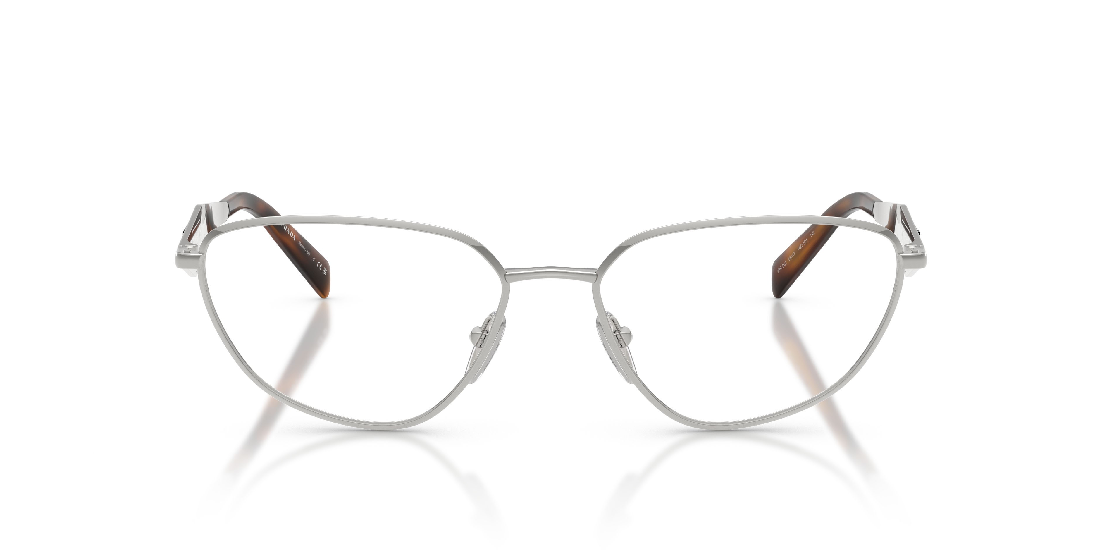 Eyeglasses Prada PR D52V (1BC1O1) color argento shape irregular lenses lente demo