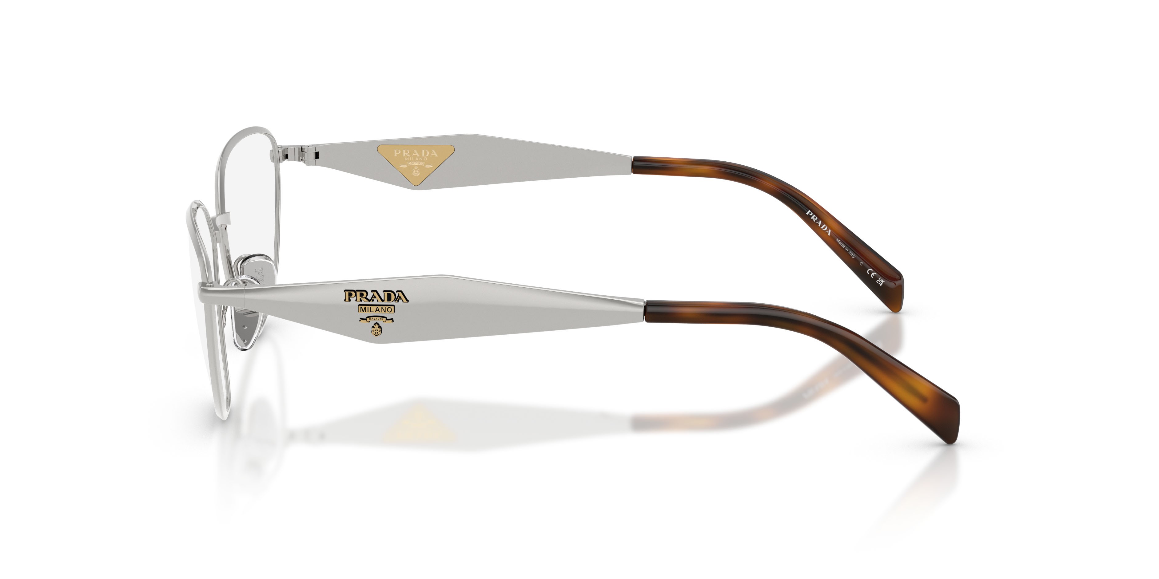 Eyeglasses Prada PR D52V (1BC1O1) color argento shape irregular lenses lente demo