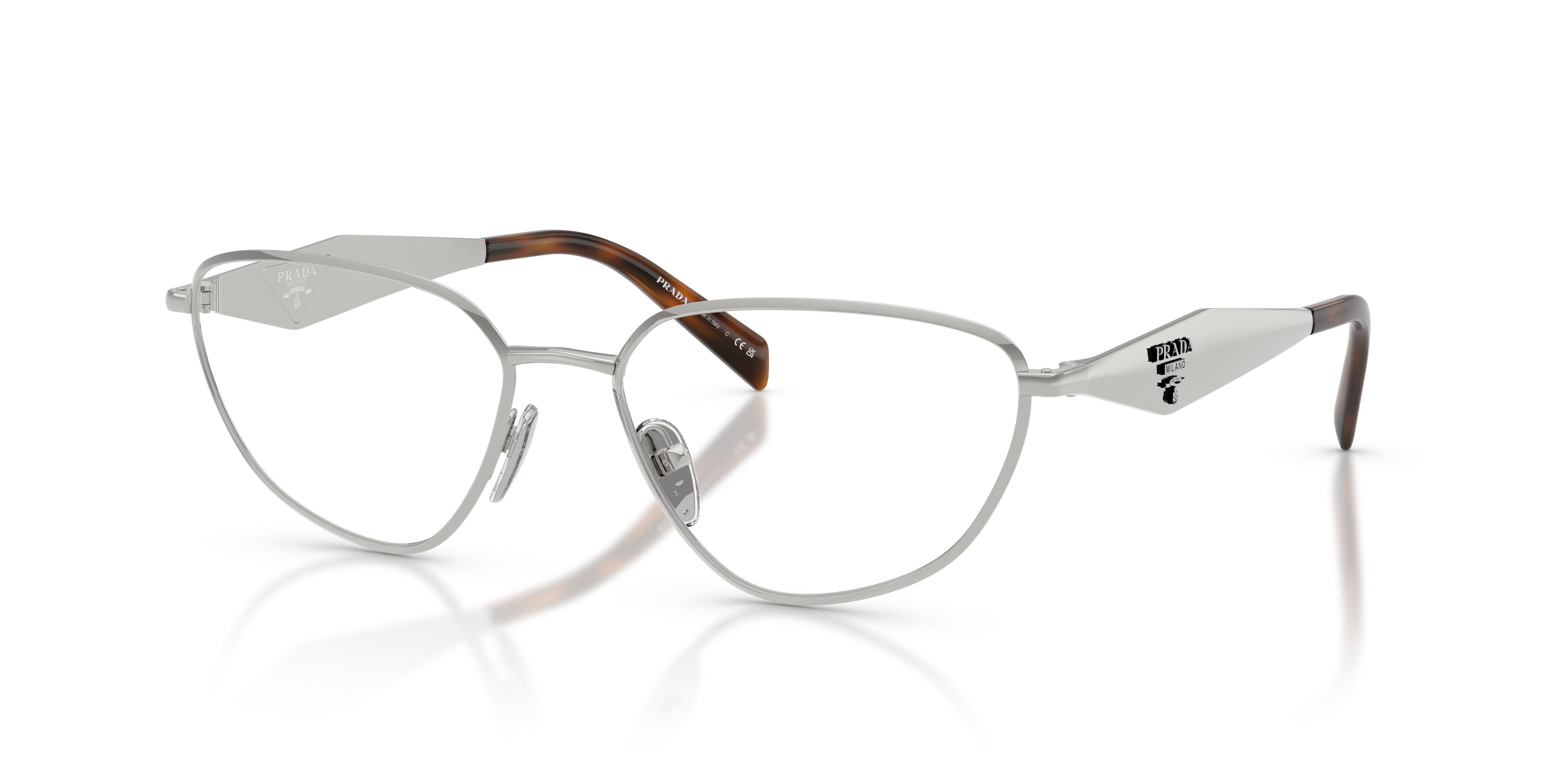 Eyeglasses Prada PR D52V (1BC1O1) color argento shape irregular lenses lente demo
