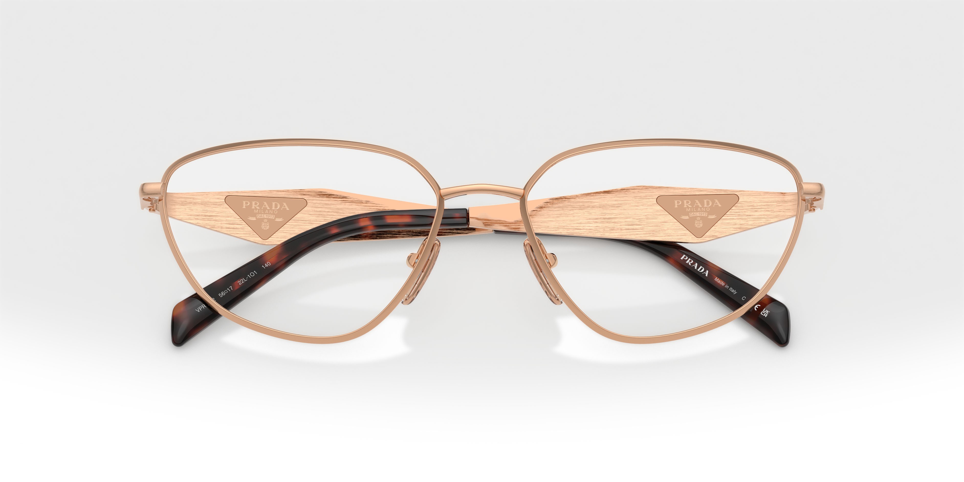 Eyeglasses Prada PR D52V (22L1O1) color oro rose shape irregular lenses lente demo