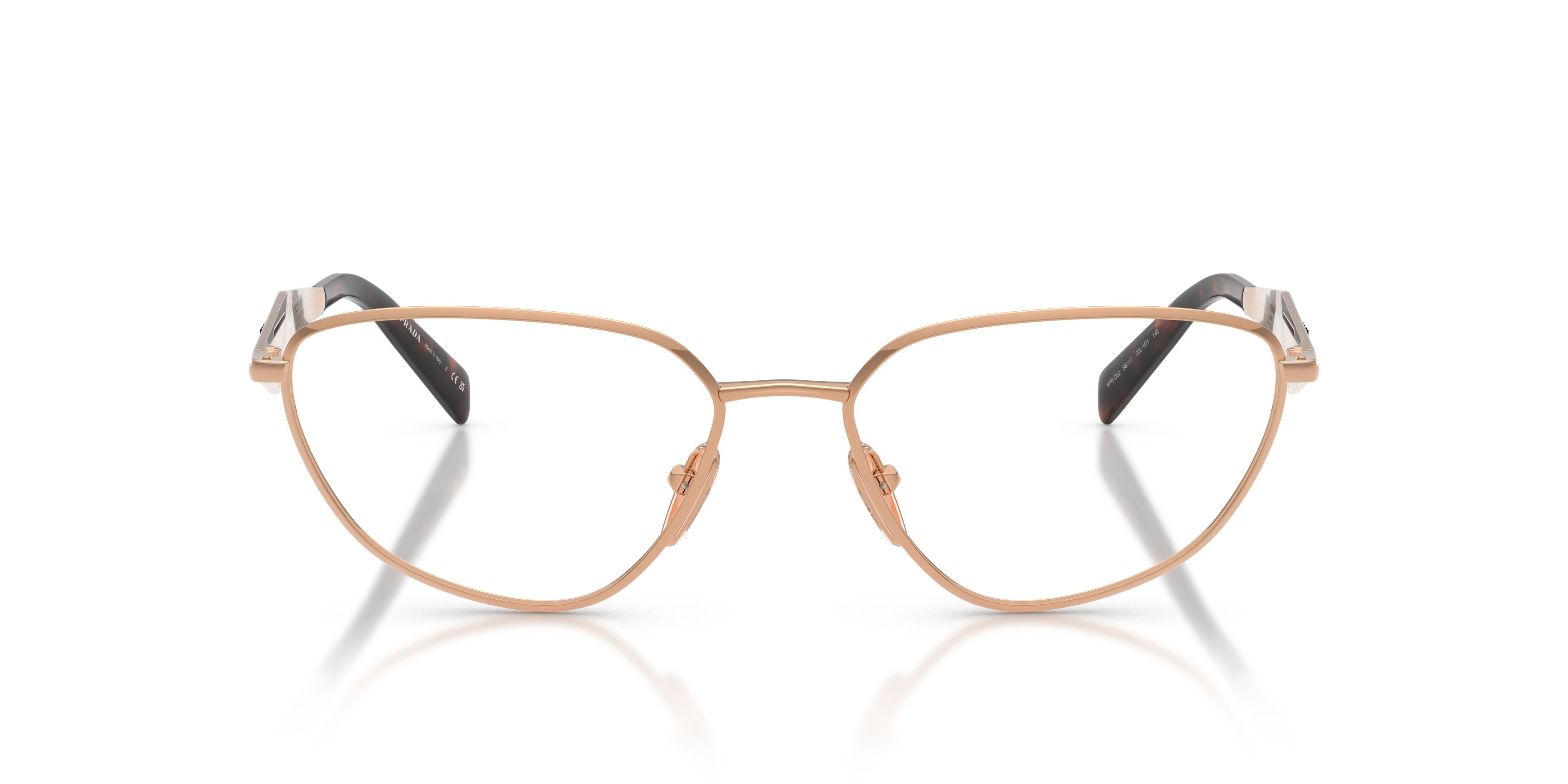 Eyeglasses Prada PR D52V (22L1O1) color oro rose shape irregular lenses lente demo