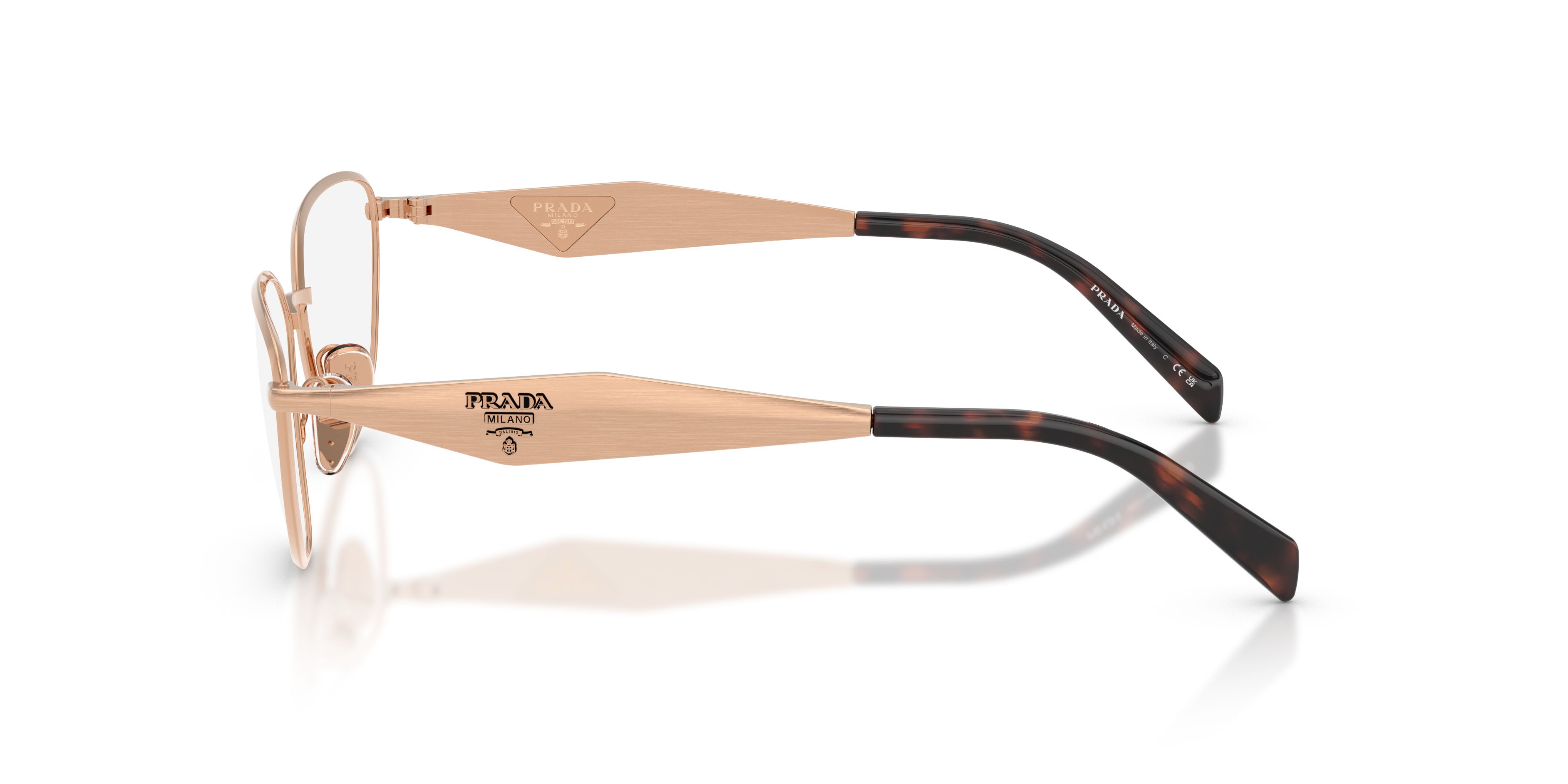 Eyeglasses Prada PR D52V (22L1O1) color oro rose shape irregular lenses lente demo