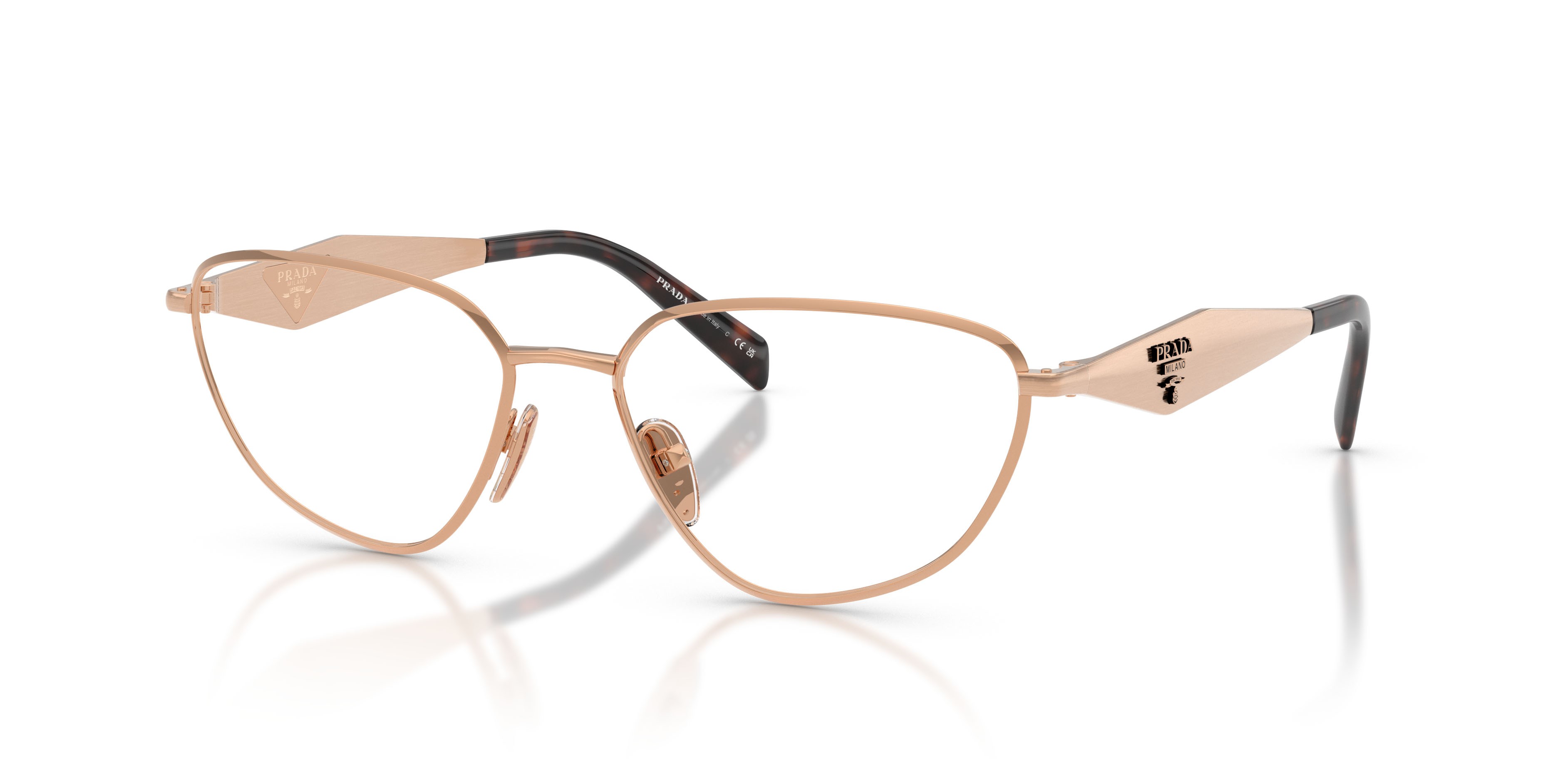 Eyeglasses Prada PR D52V (22L1O1) color oro rose shape irregular lenses lente demo