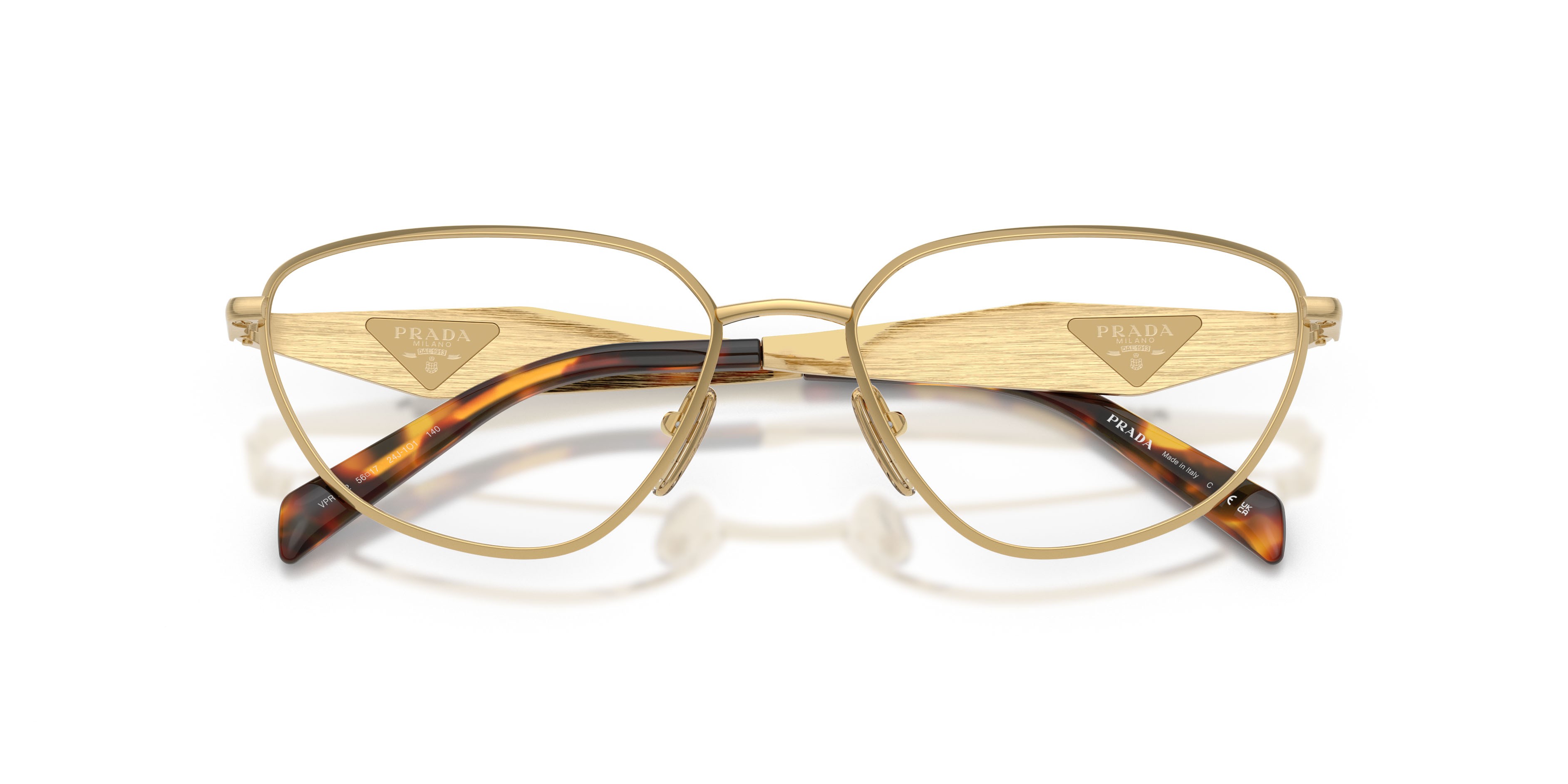 Eyeglasses Prada PR D52V (24J1O1) color oro shape irregular lenses lente demo