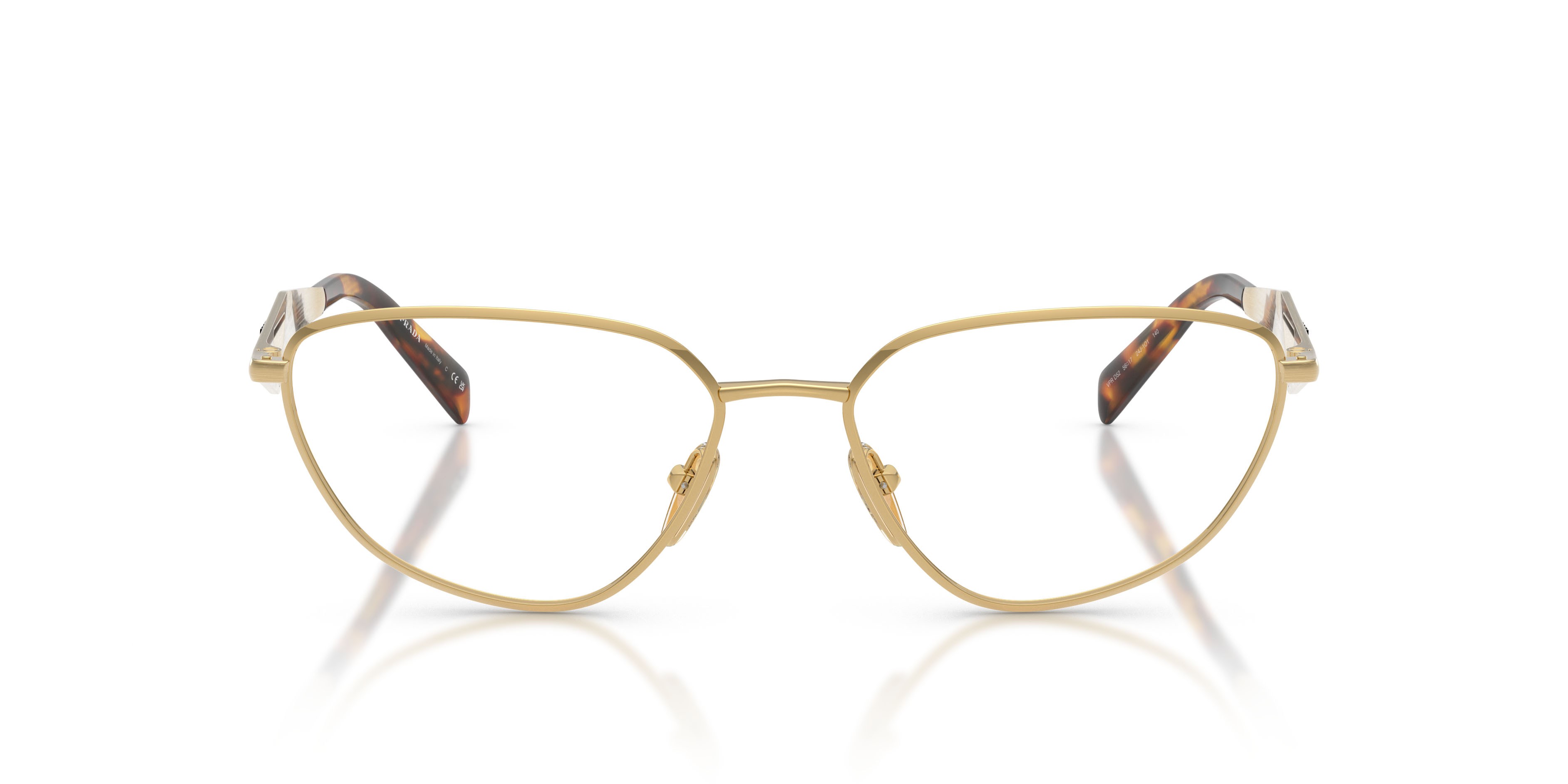 Eyeglasses Prada PR D52V (24J1O1) color oro shape irregular lenses lente demo