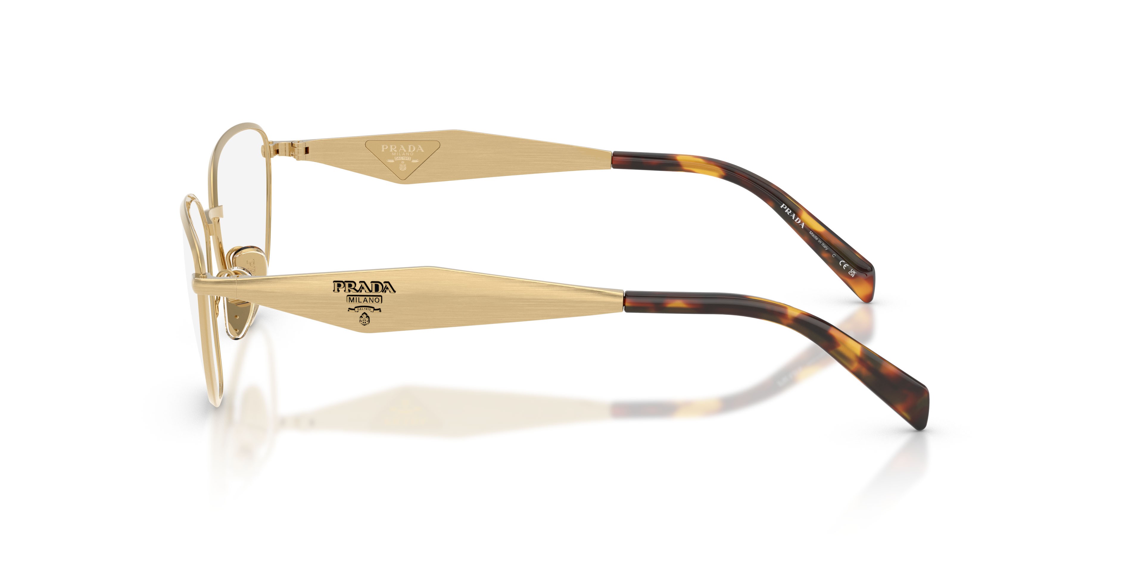 Eyeglasses Prada PR D52V (24J1O1) color oro shape irregular lenses lente demo