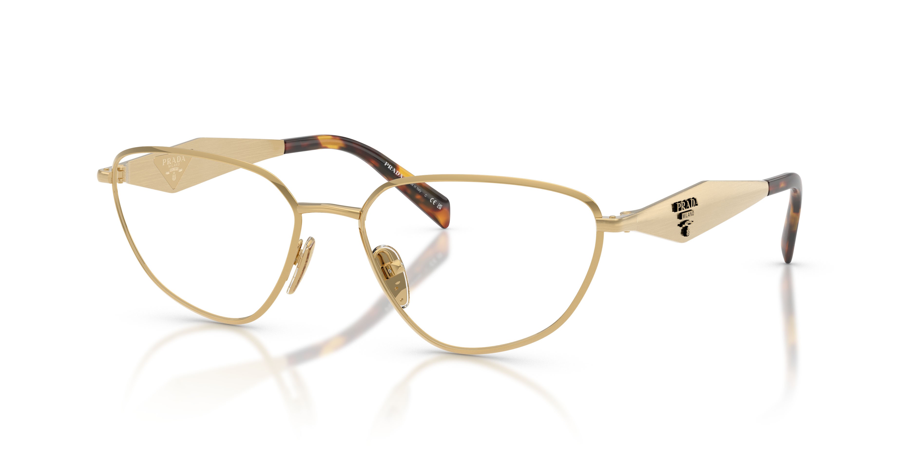 Eyeglasses Prada PR D52V (24J1O1) color oro shape irregular lenses lente demo