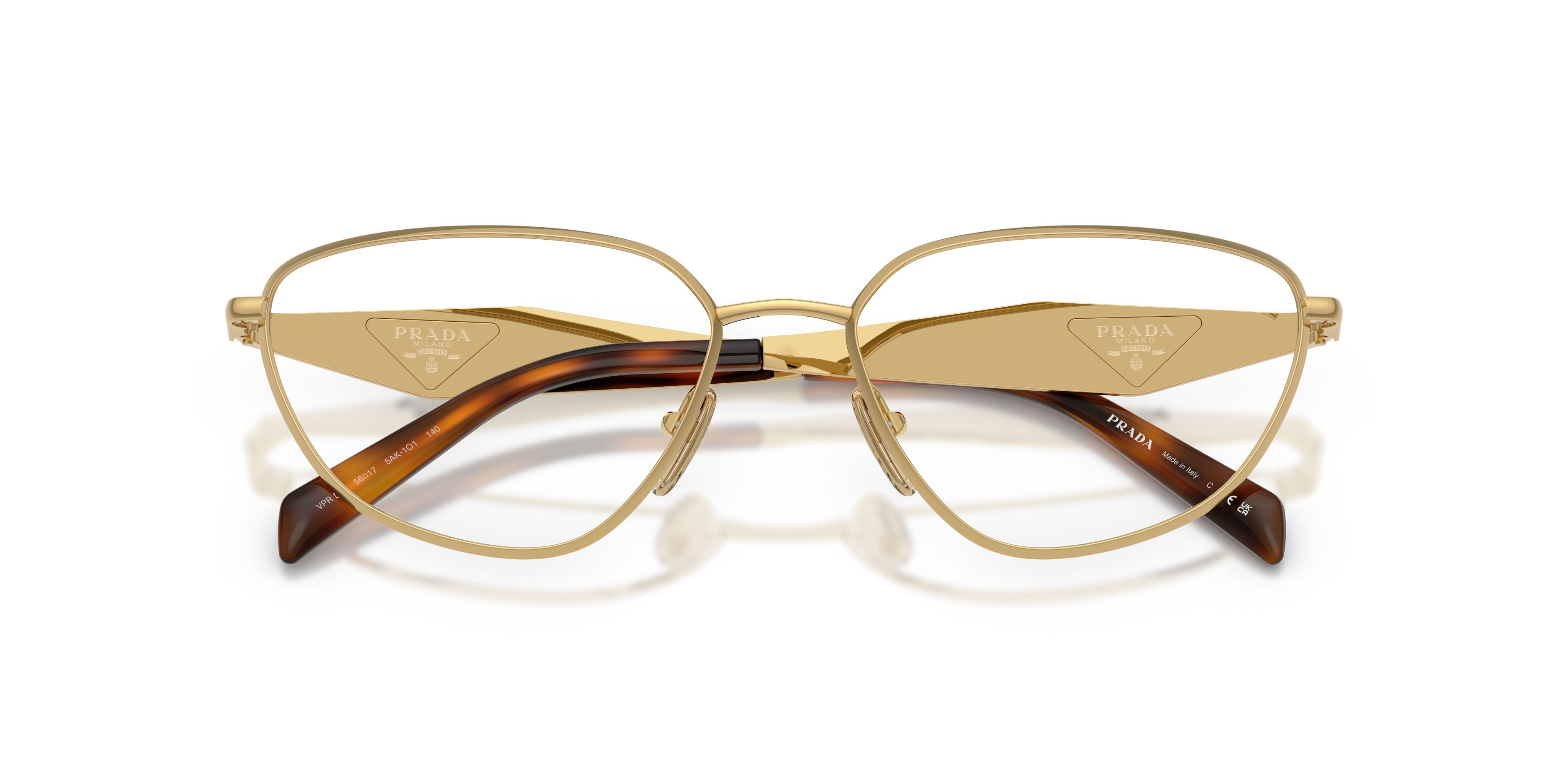 Eyeglasses Prada PR D52V (5AK1O1) color oro shape irregular lenses lente demo