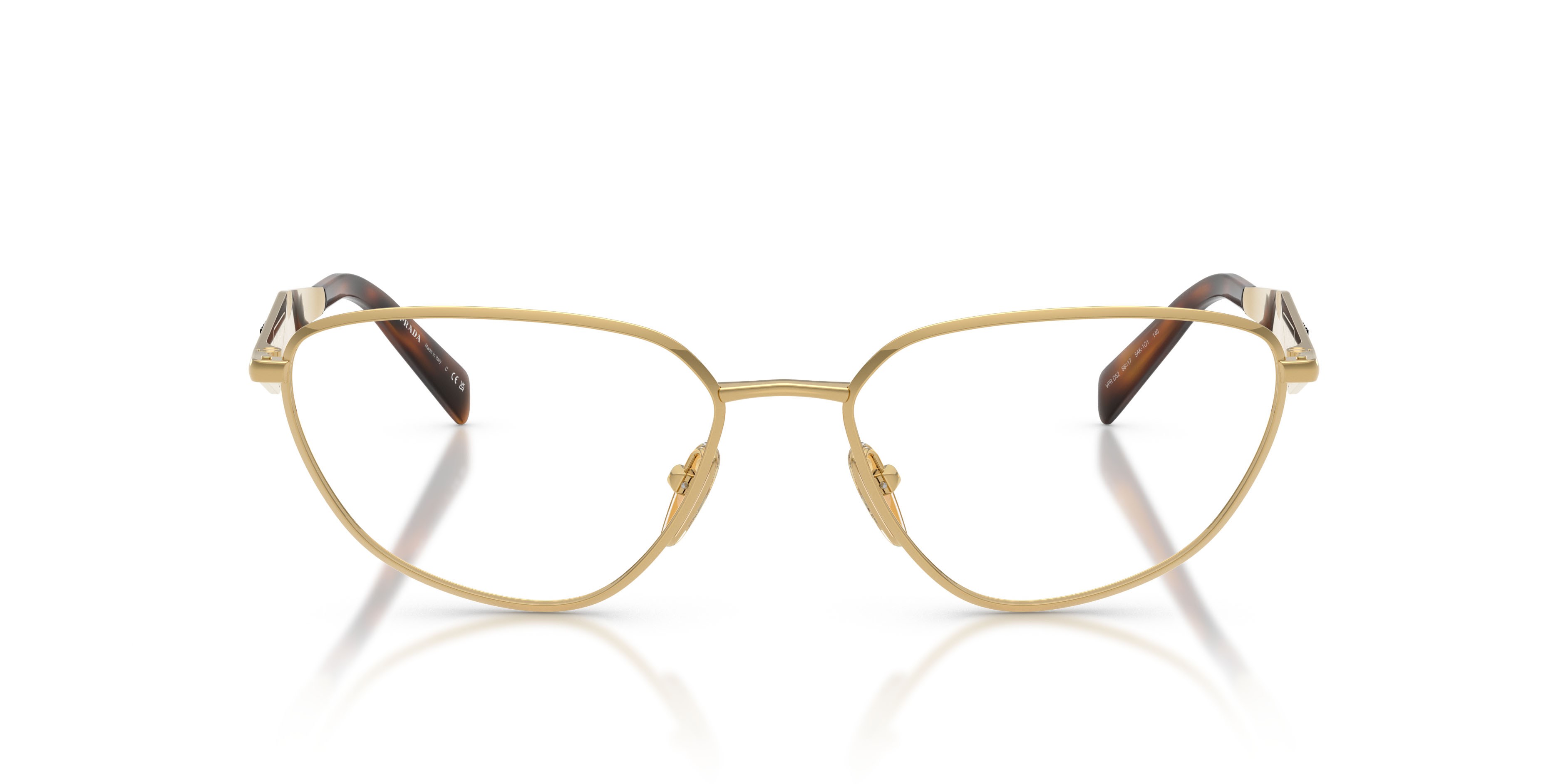 Eyeglasses Prada PR D52V (5AK1O1) color oro shape irregular lenses lente demo