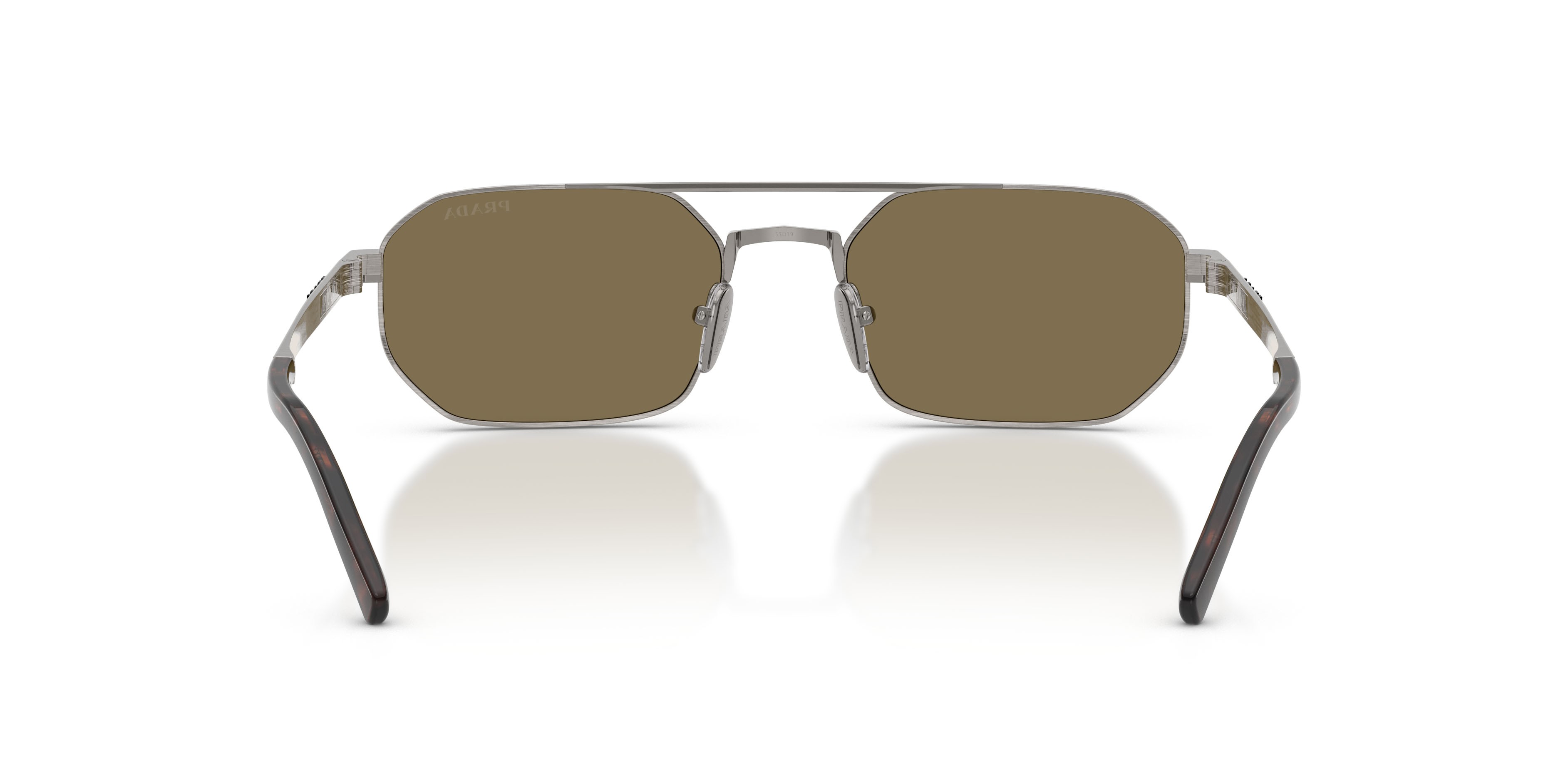 Occhiali da sole Prada PR D53S (23J90F) colore gunmetal satinato forma irregolare lenti marrone chiaro