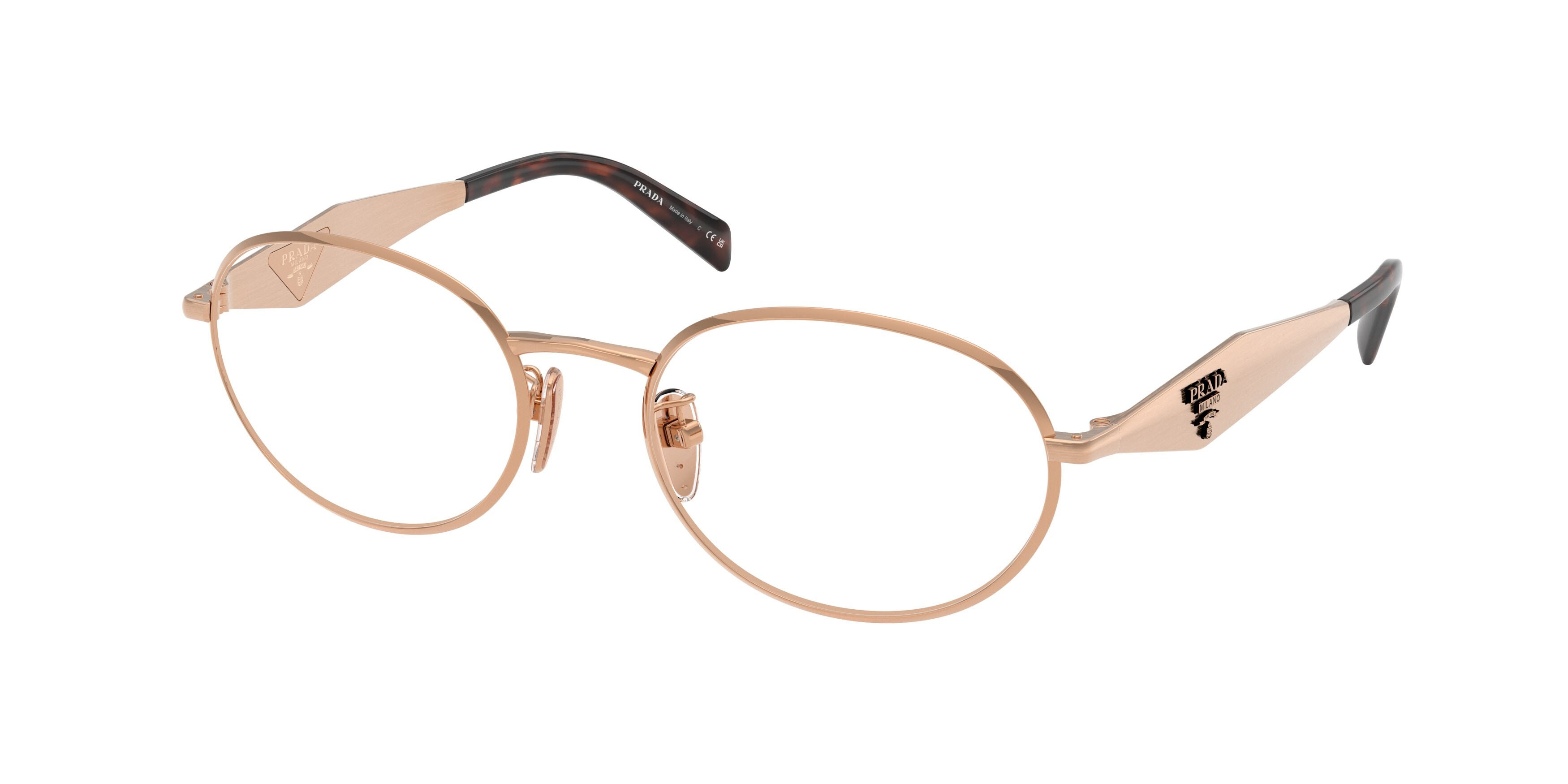 Eyeglasses Prada PR D53VD (22L1O1) color oro rose shape oval lenses lente demo