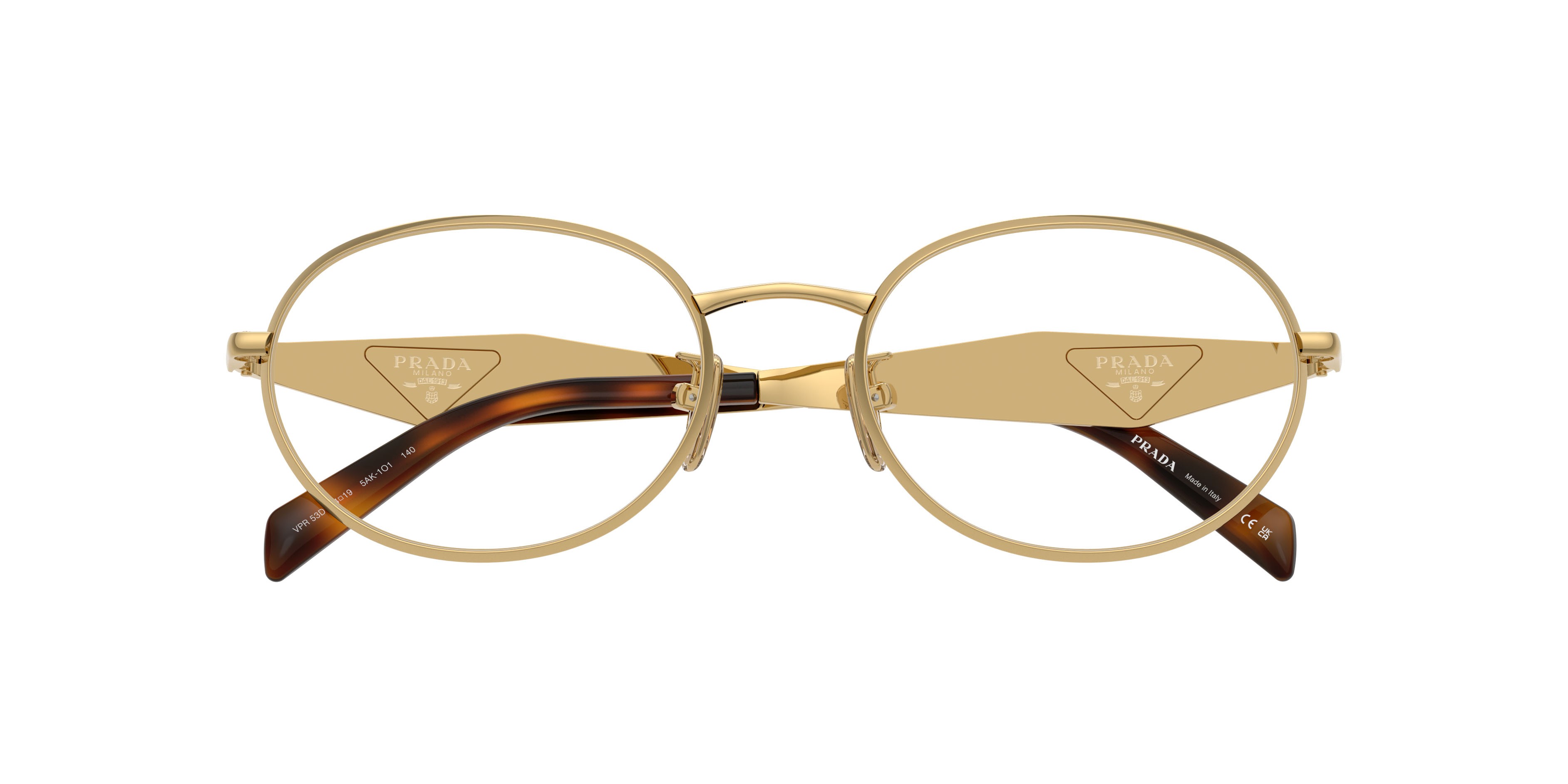 Eyeglasses Prada PR D53VD (5AK1O1) color oro shape oval lenses lente demo