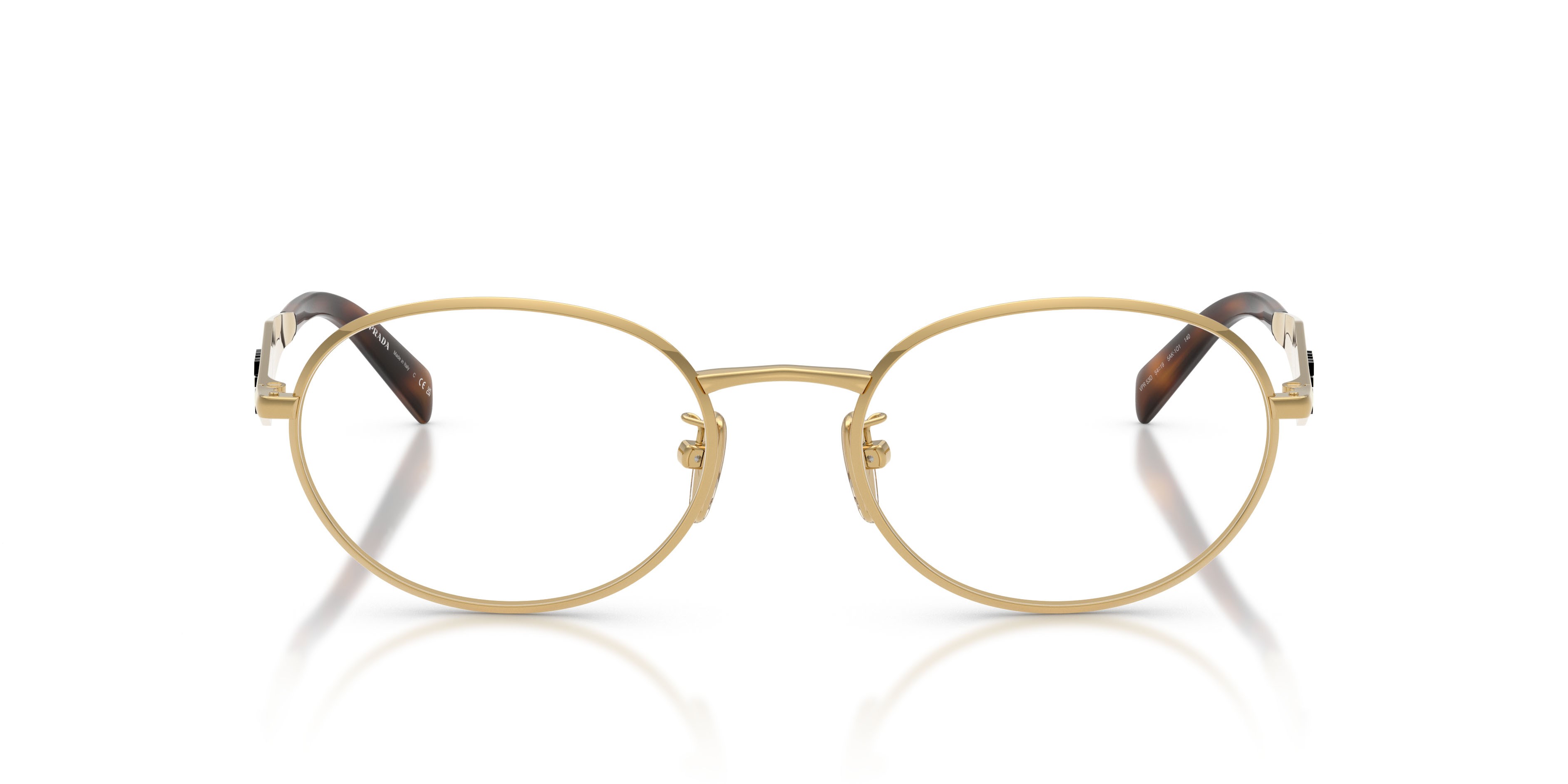 Eyeglasses Prada PR D53VD (5AK1O1) color oro shape oval lenses lente demo