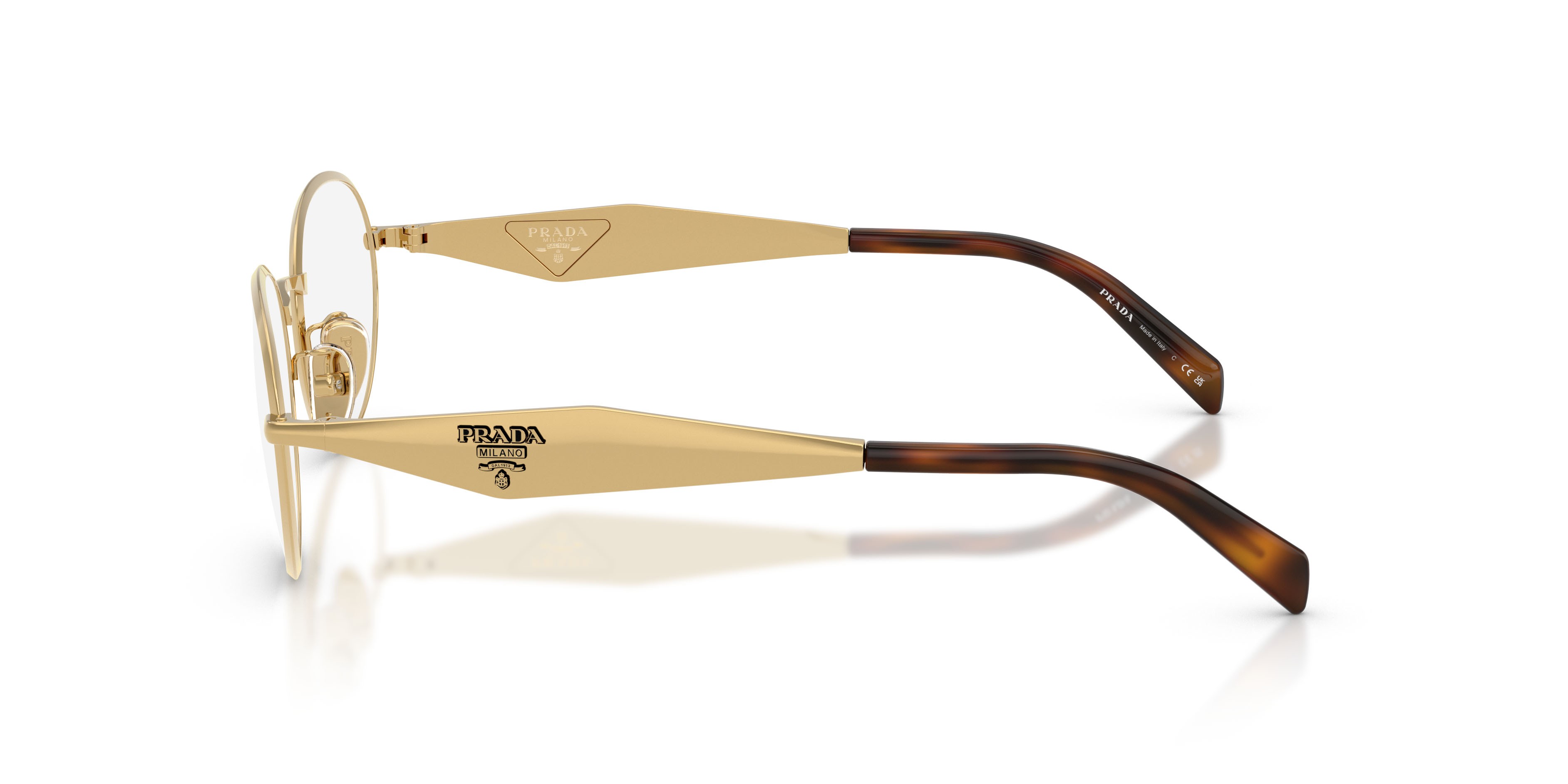 Eyeglasses Prada PR D53VD (5AK1O1) color oro shape oval lenses lente demo