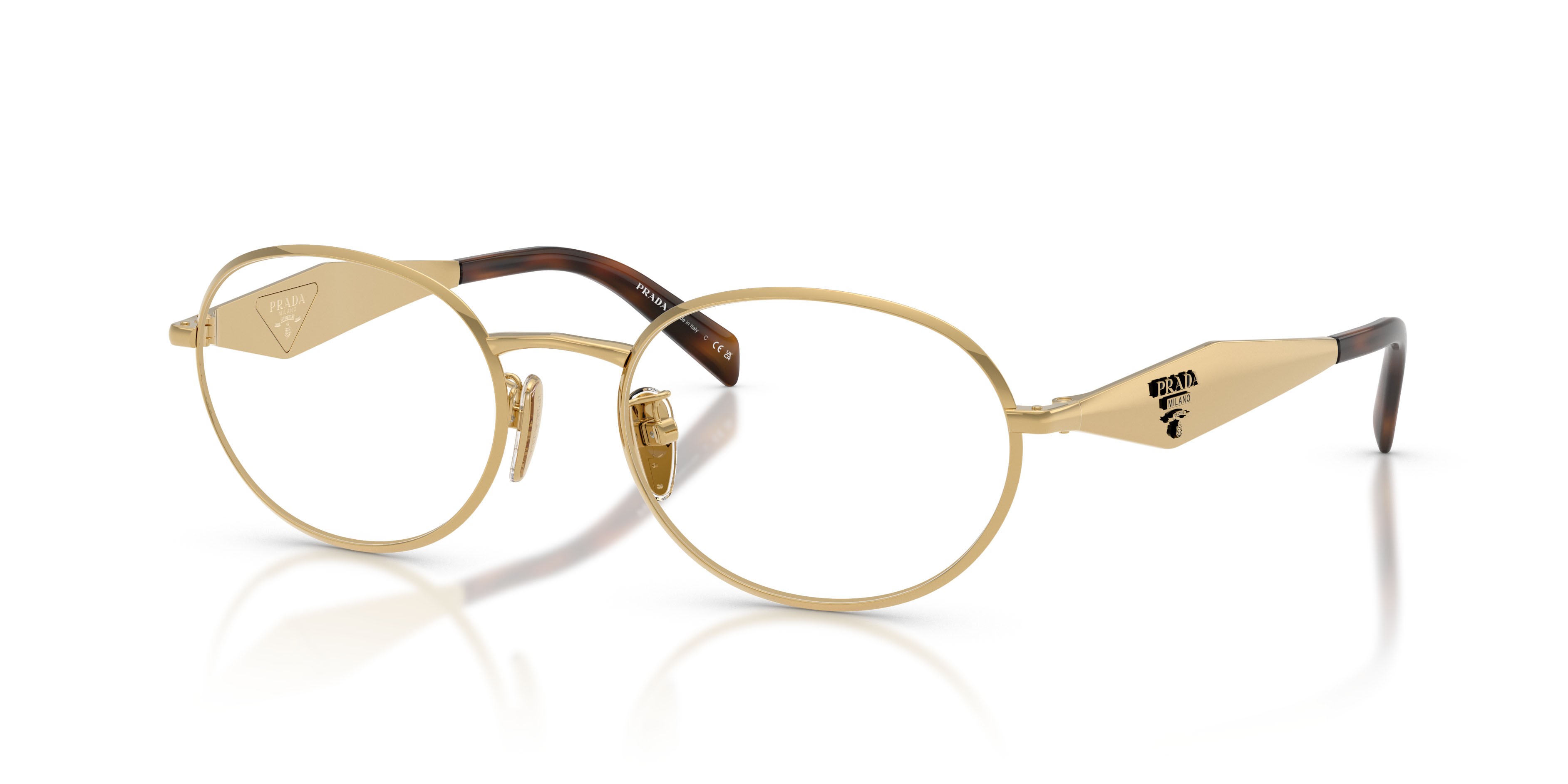 Eyeglasses Prada PR D53VD (5AK1O1) color oro shape oval lenses lente demo