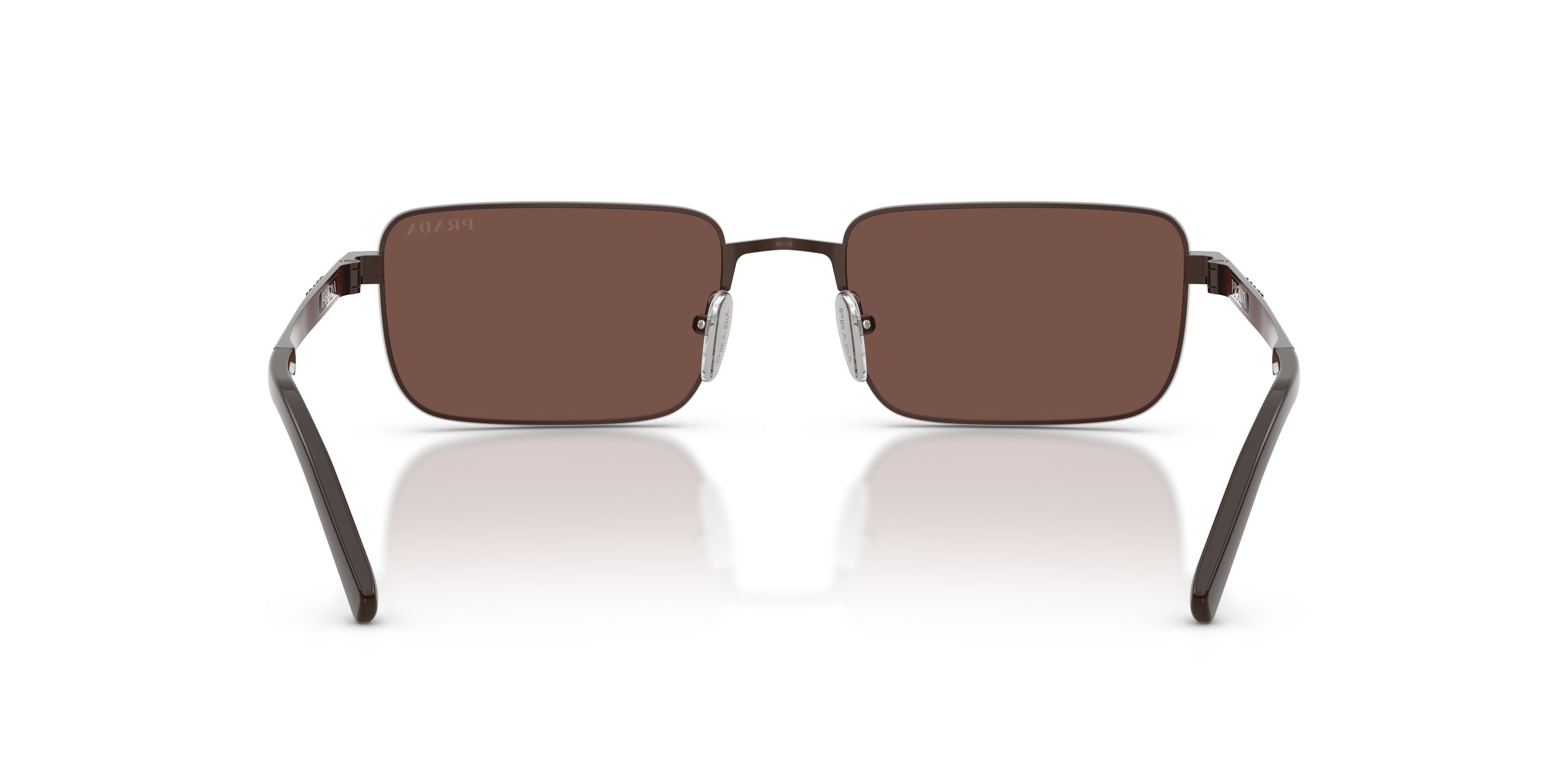 Occhiali da sole Prada PR D54S (22J80T) colore sigaro satinato forma rettangolare lenti cioccolato nero
