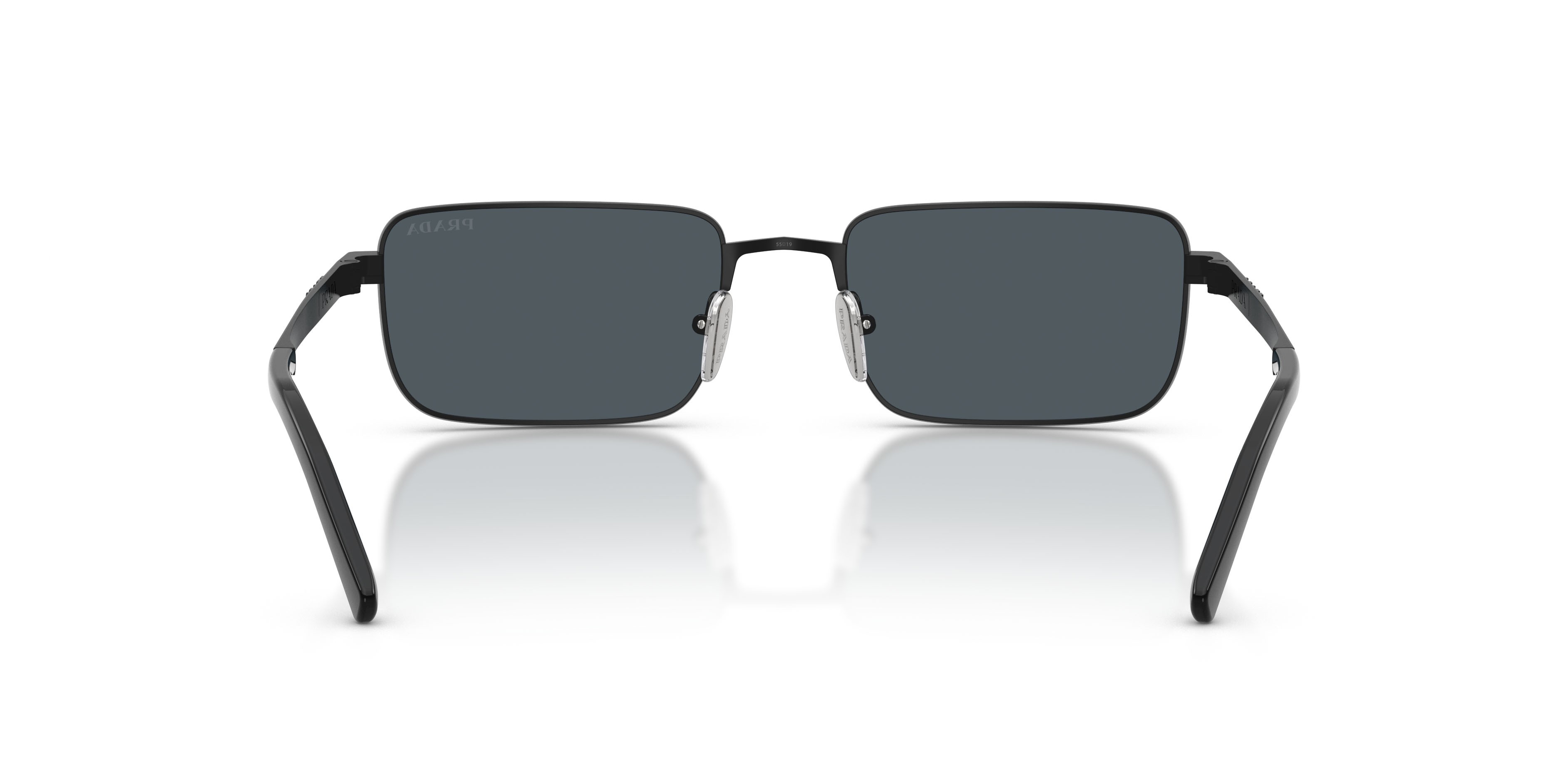 Occhiali da sole Prada PR D54S (7AB70B) colore nero satinato forma rettangolare lenti grigio scuro