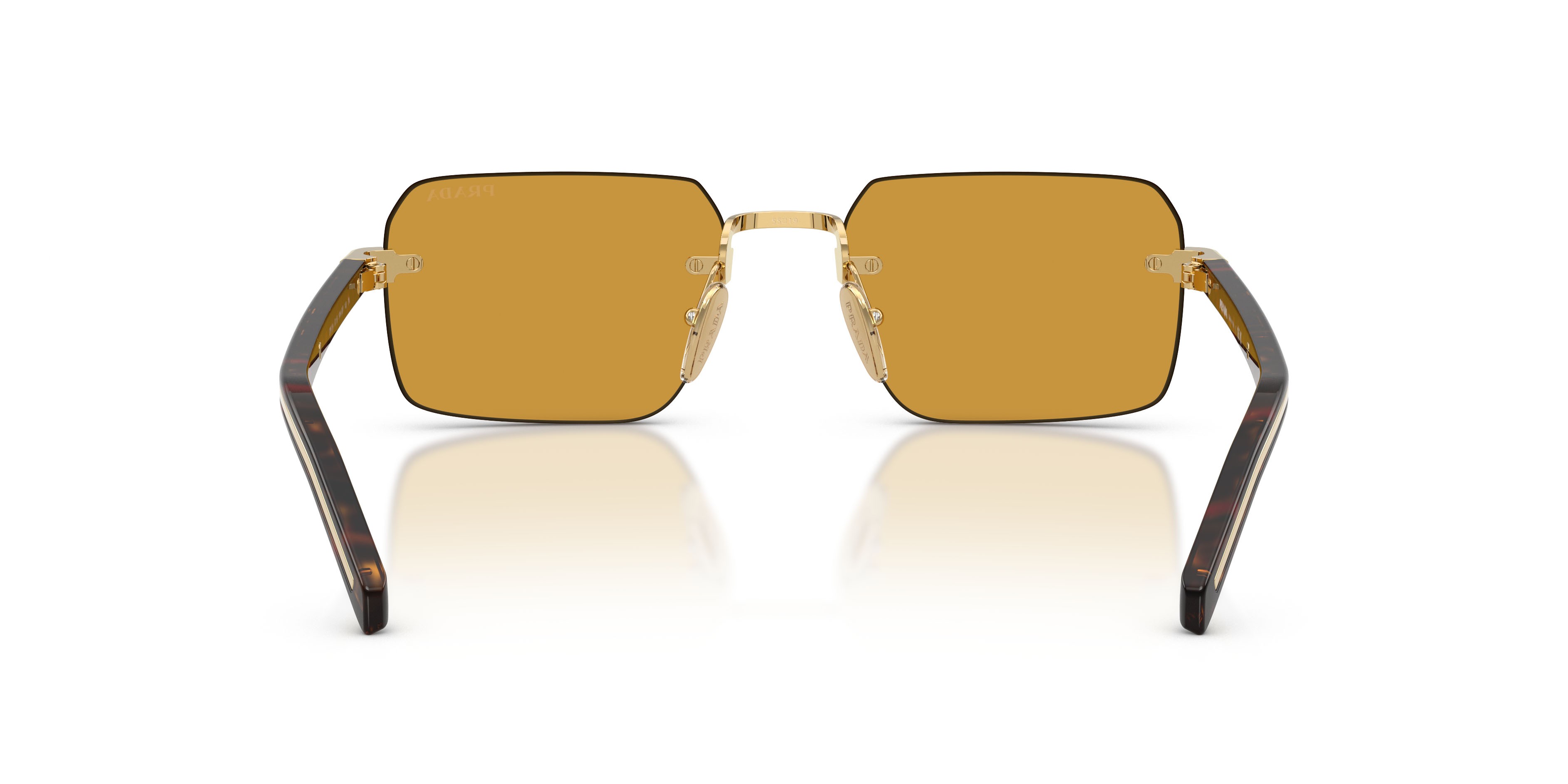 Occhiali da sole Prada PR D55S (5AK50P) colore oro forma rettangolare lenti miele scuro