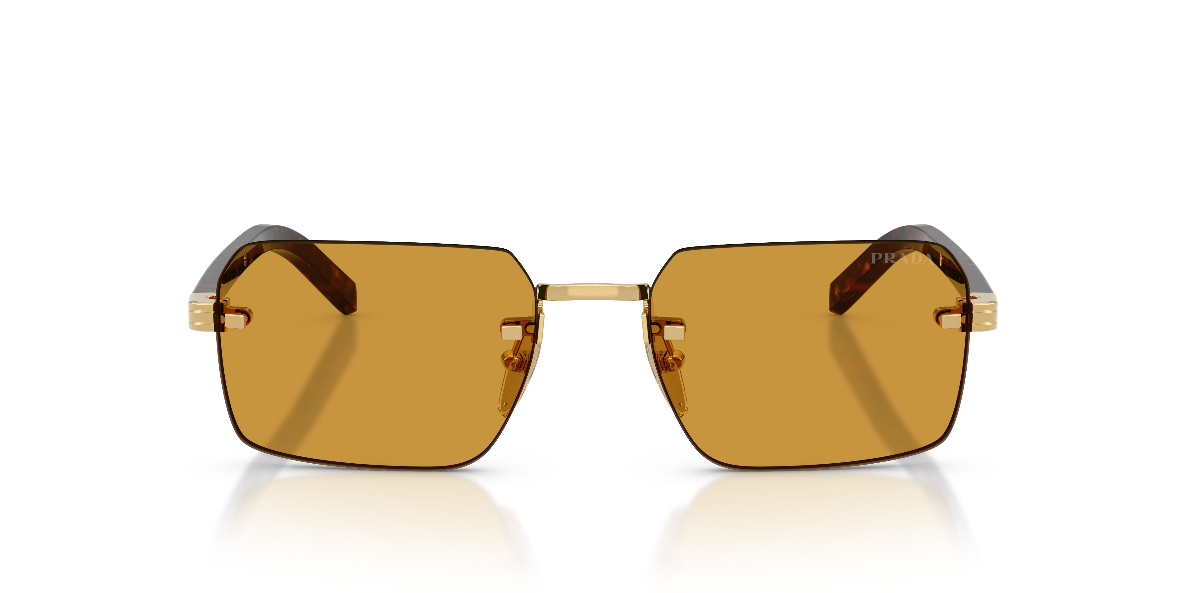 Occhiali da sole Prada PR D55S (5AK50P) colore oro forma rettangolare lenti miele scuro