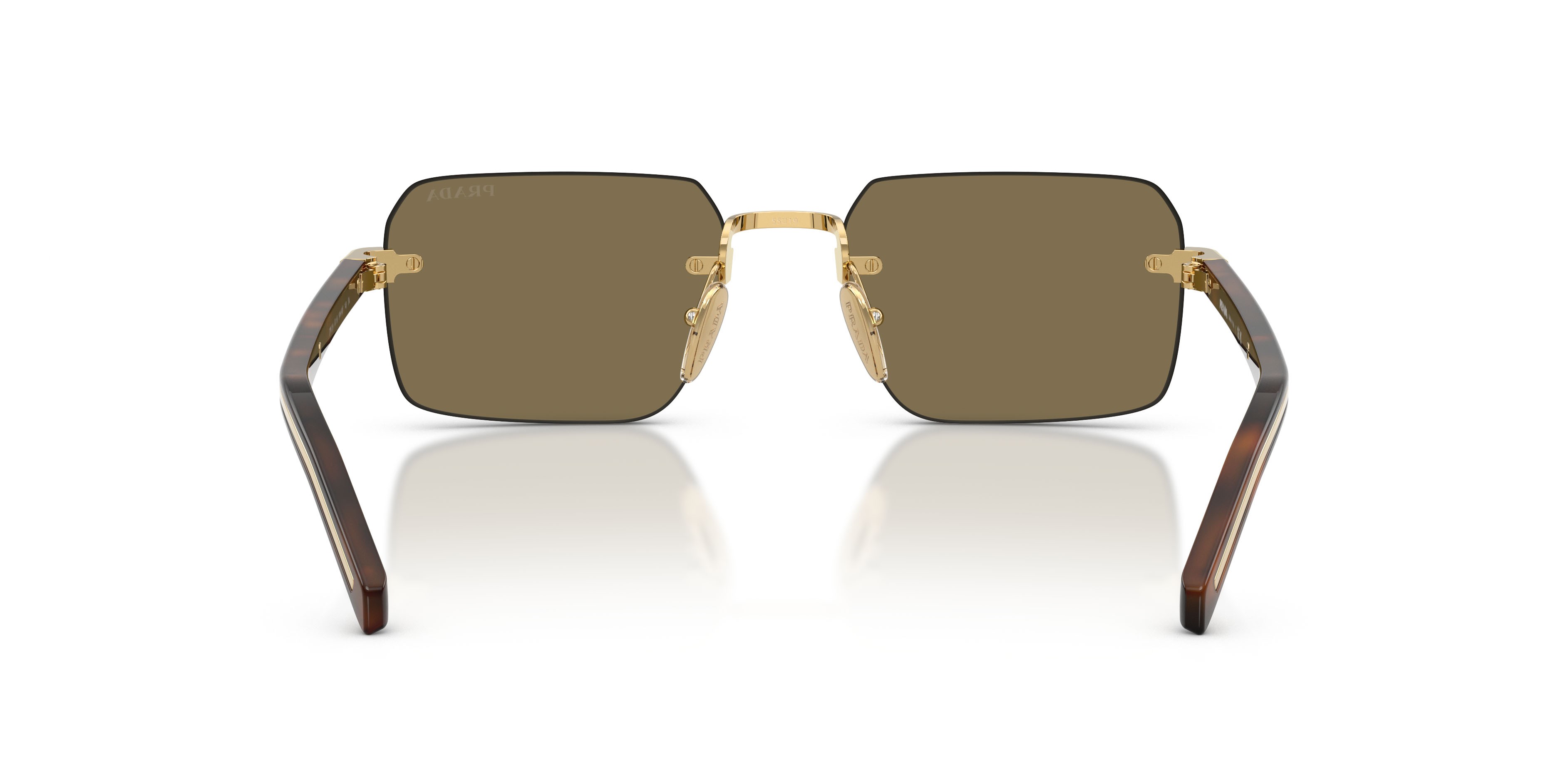 Occhiali da sole Prada PR D55S (5AK90F) colore oro forma rettangolare lenti marrone chiaro