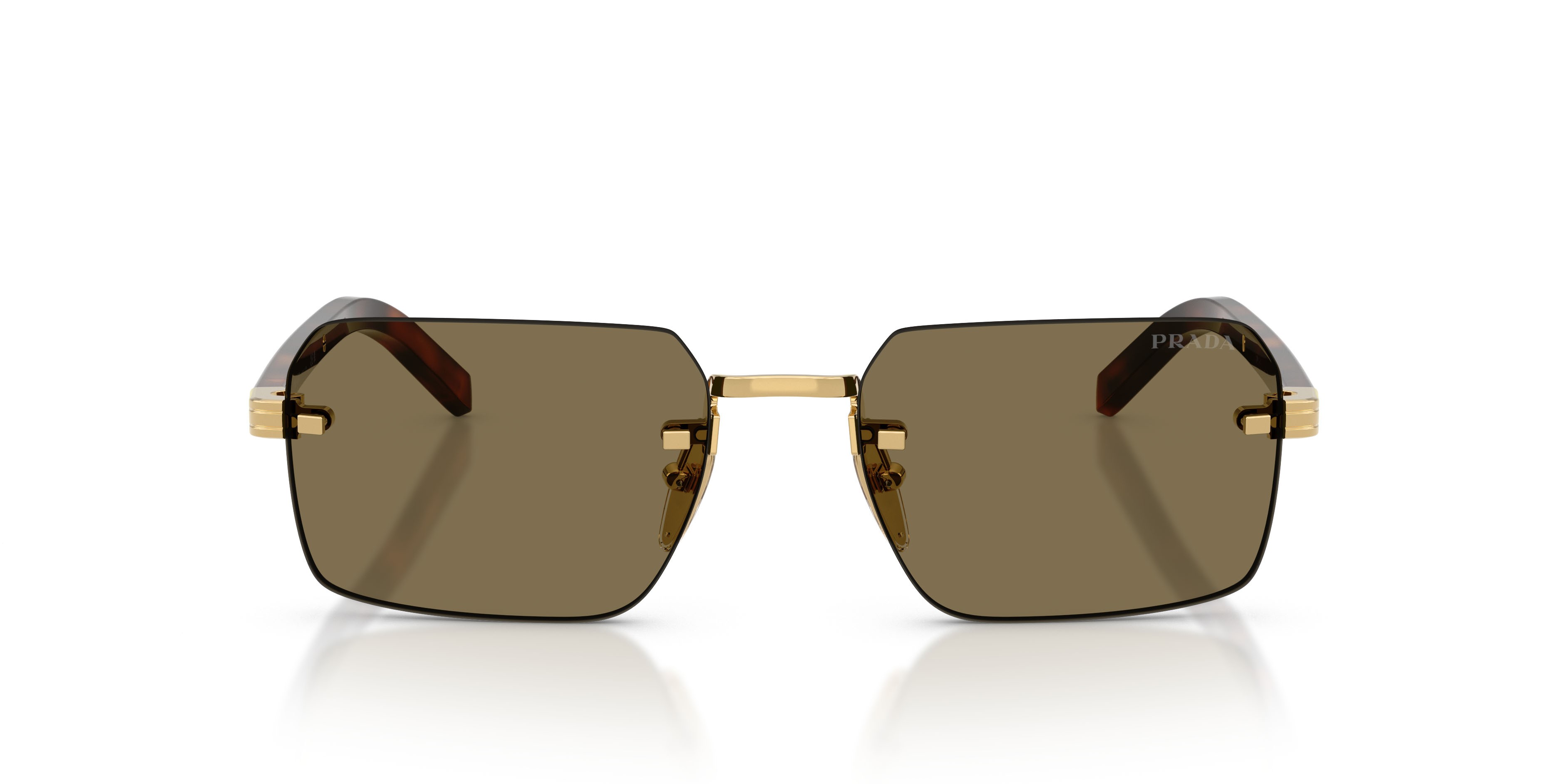 Occhiali da sole Prada PR D55S (5AK90F) colore oro forma rettangolare lenti marrone chiaro