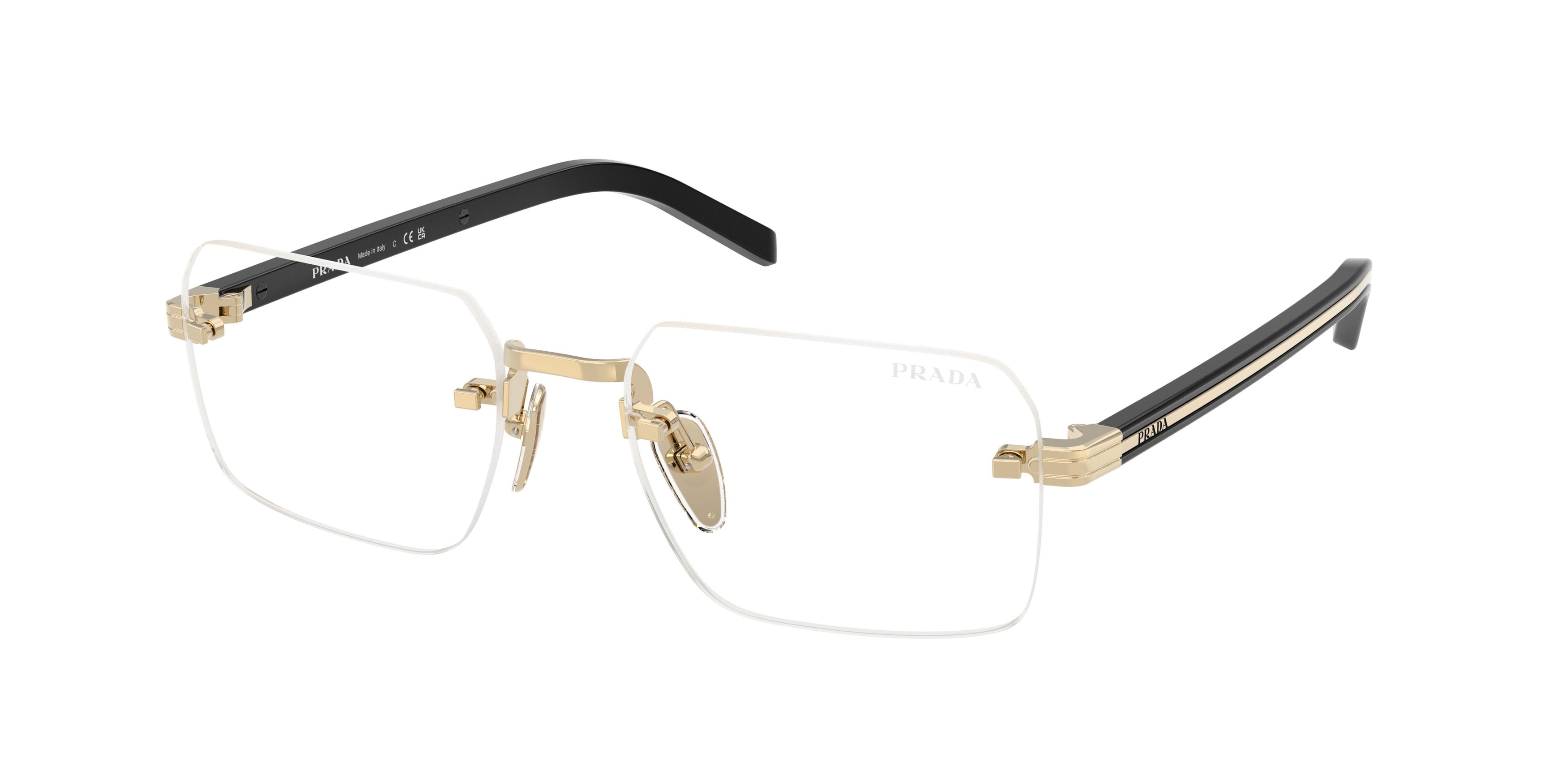 Occhiali da sole Prada PR D55S (ZVN10W) colore oro pallido forma rettangolare lenti filtro per luce blu-viola