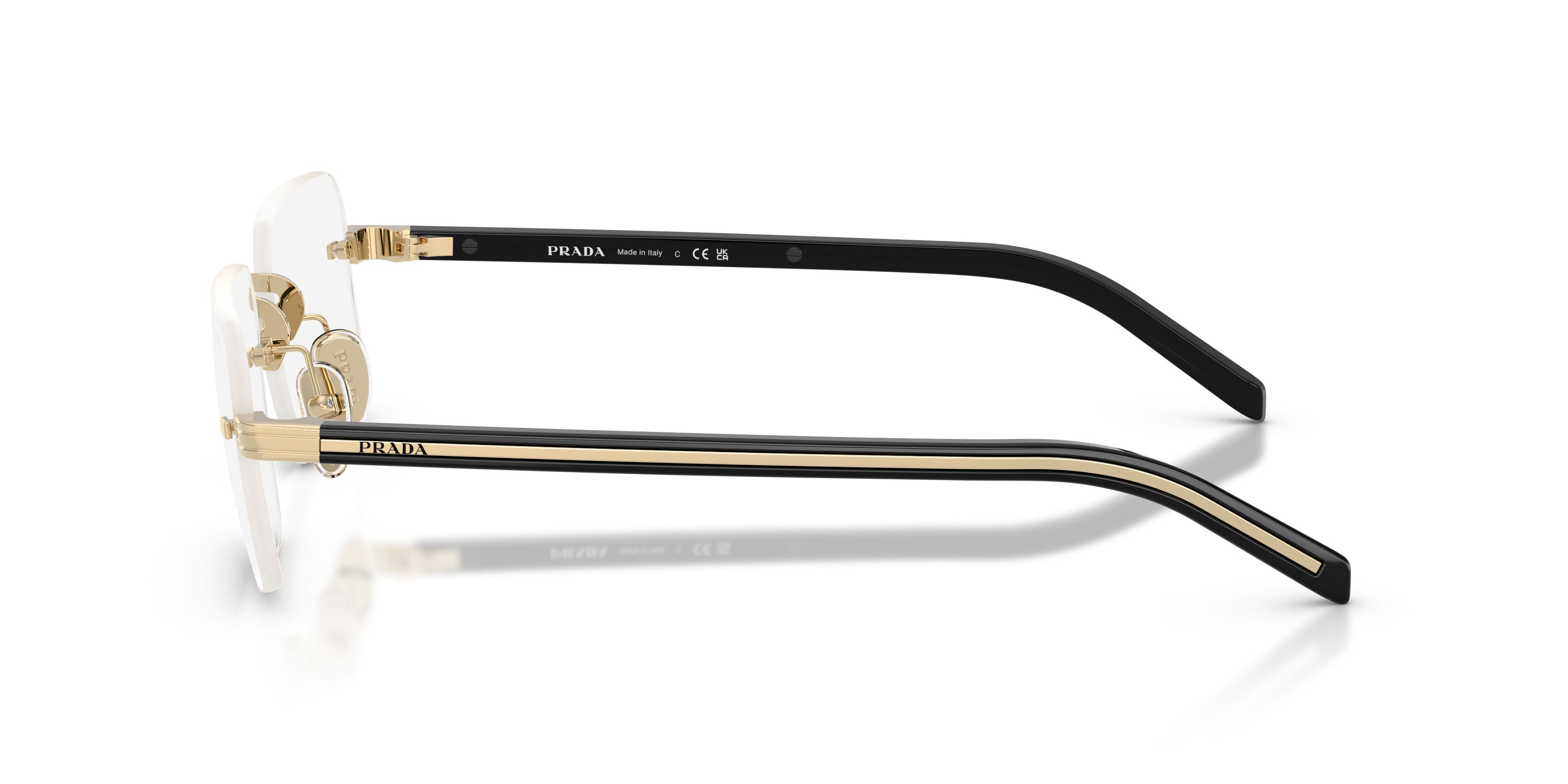 Occhiali da sole Prada PR D55S (ZVN10W) colore oro pallido forma rettangolare lenti filtro per luce blu-viola