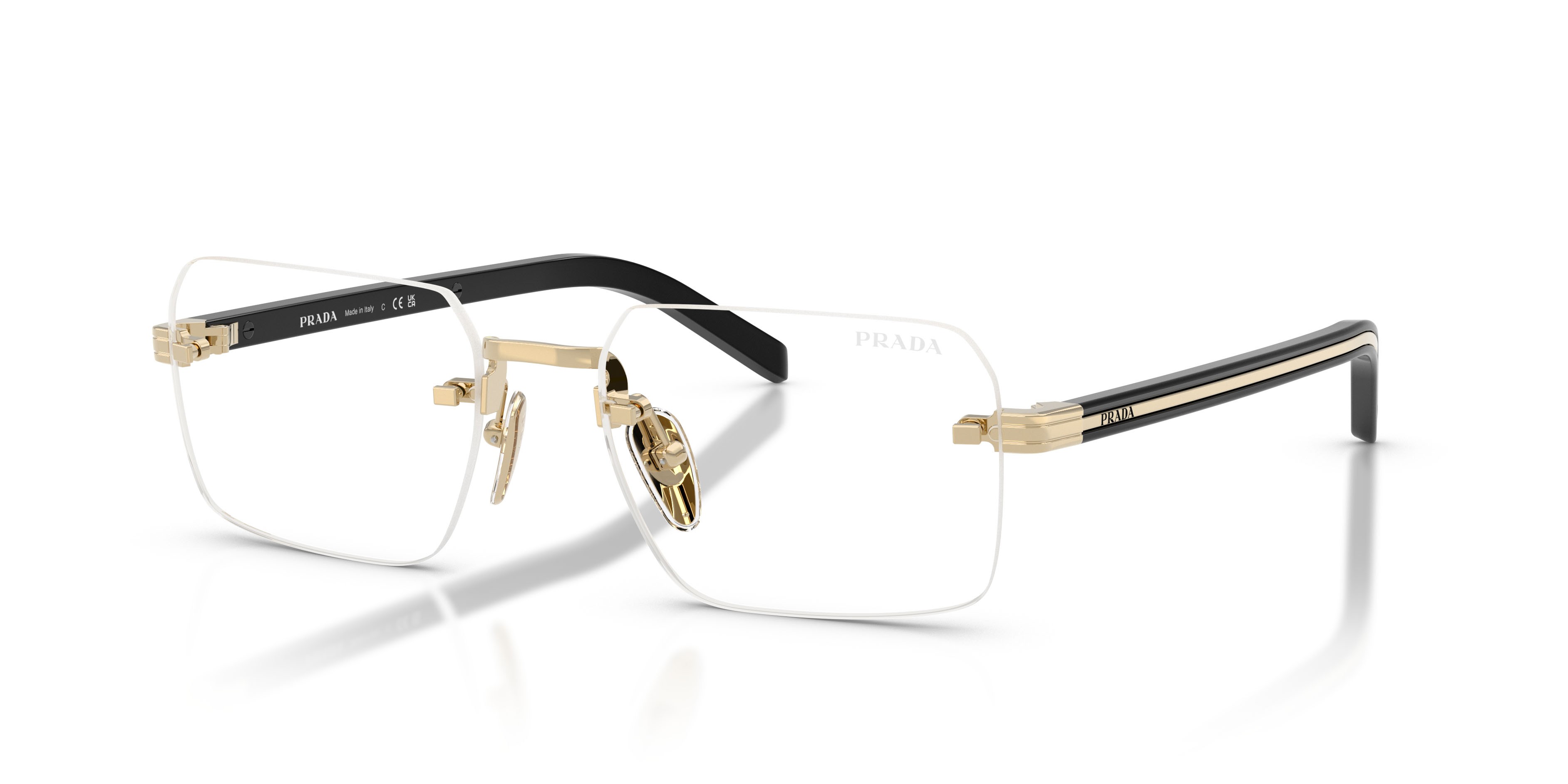 Occhiali da sole Prada PR D55S (ZVN10W) colore oro pallido forma rettangolare lenti filtro per luce blu-viola