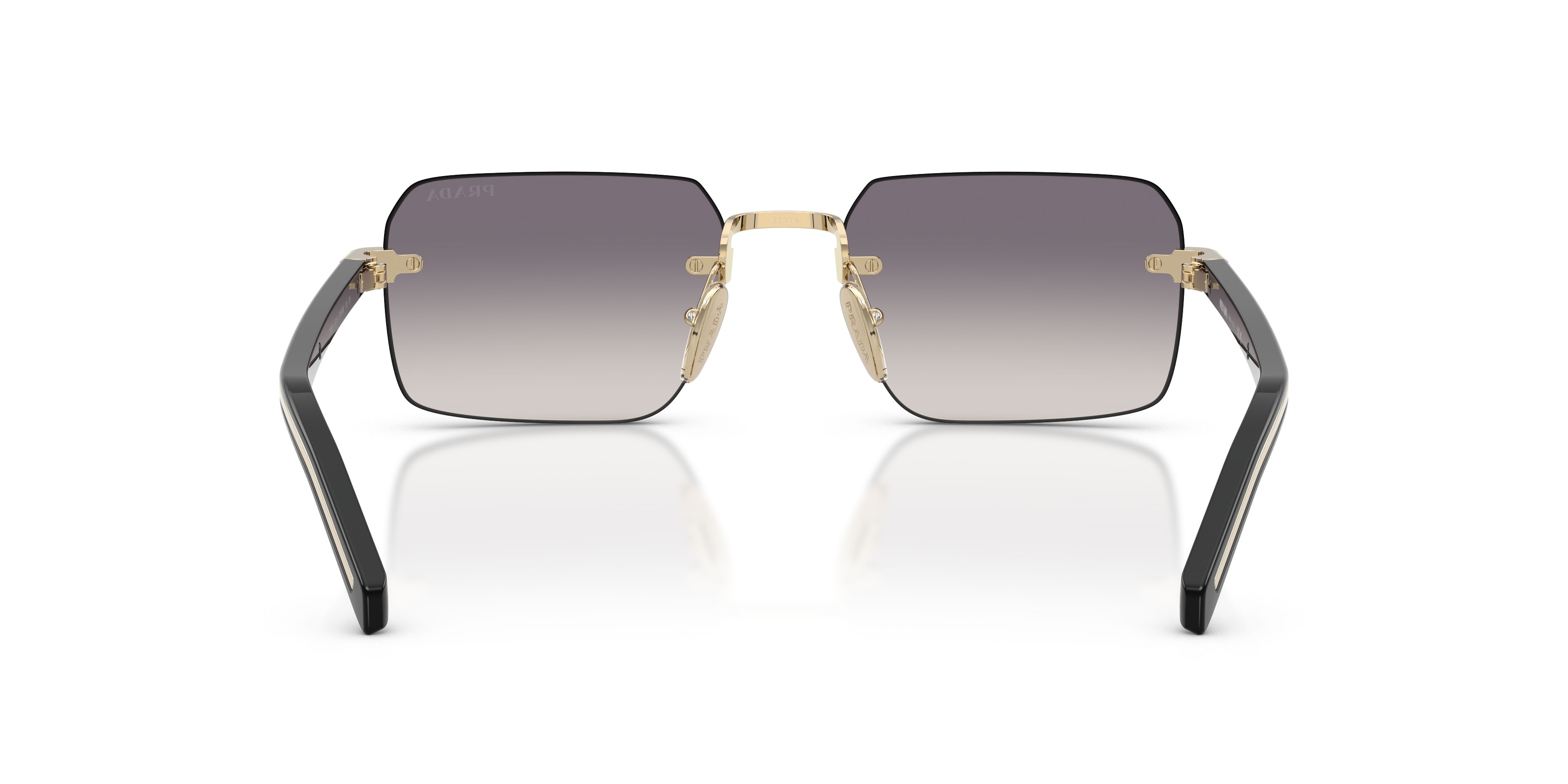 Occhiali da sole Prada PR D55S (ZVN60W) colore oro pallido forma rettangolare lenti blu specchiato argento