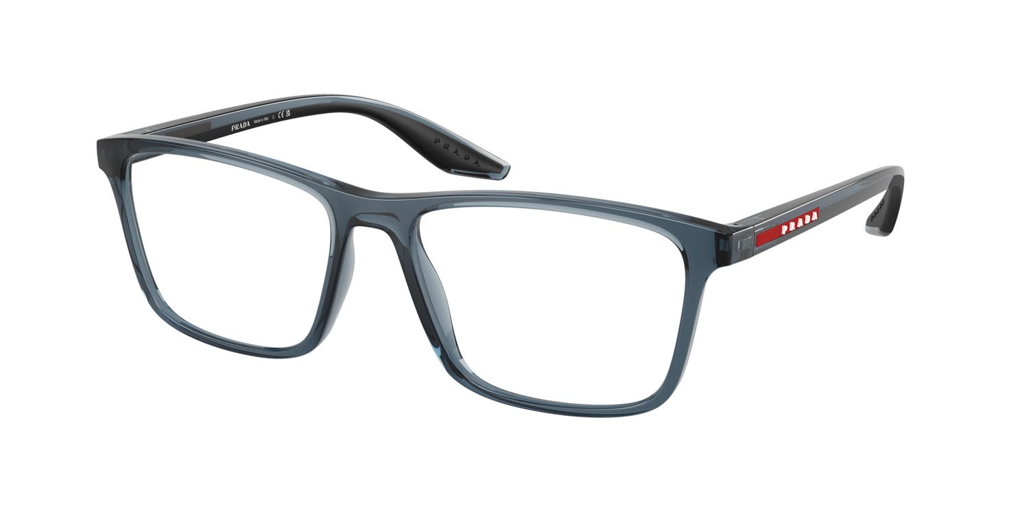 Occhiali da vista Prada Linea Rossa PS 01QV (CZH1O1) colore azzurro trasparente forma quadrato lenti lente demo