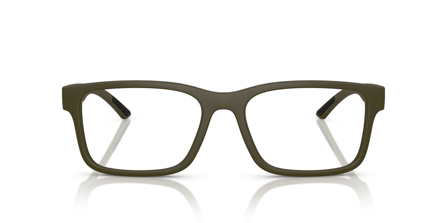 Occhiali da vista Prada Linea Rossa PS 01RV (15X1O1) colore verde militare opaco forma rettangolare lenti lente demo
