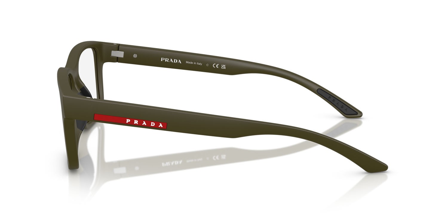 Occhiali da vista Prada Linea Rossa PS 01RV (15X1O1) colore verde militare opaco forma rettangolare lenti lente demo