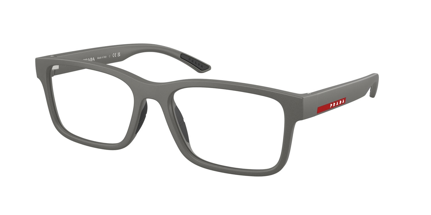 Occhiali da vista Prada Linea Rossa PS 01RV (16X1O1) colore grigio metallizzato forma rettangolare lenti lente demo
