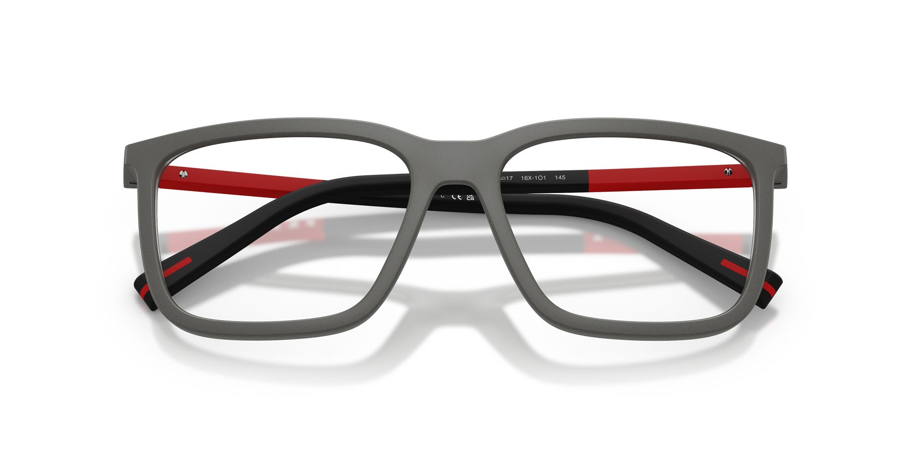 Occhiali da vista Prada Linea Rossa PS 01SV (16X1O1) colore grigio metallizzato forma quadrato lenti lente demo