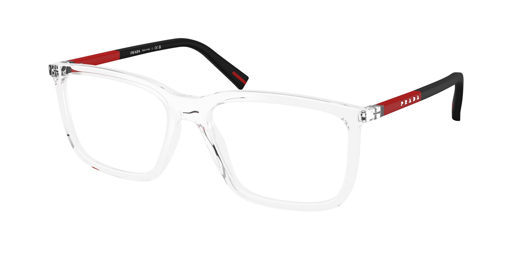 Occhiali da vista Prada Linea Rossa PS 01SV (2AZ1O1) colore cristallo forma quadrato lenti lente demo
