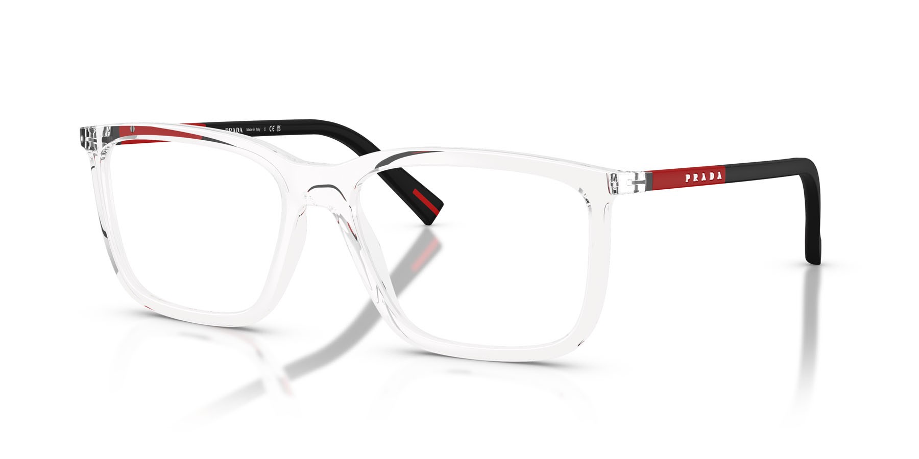 Occhiali da vista Prada Linea Rossa PS 01SV (2AZ1O1) colore cristallo forma quadrato lenti lente demo