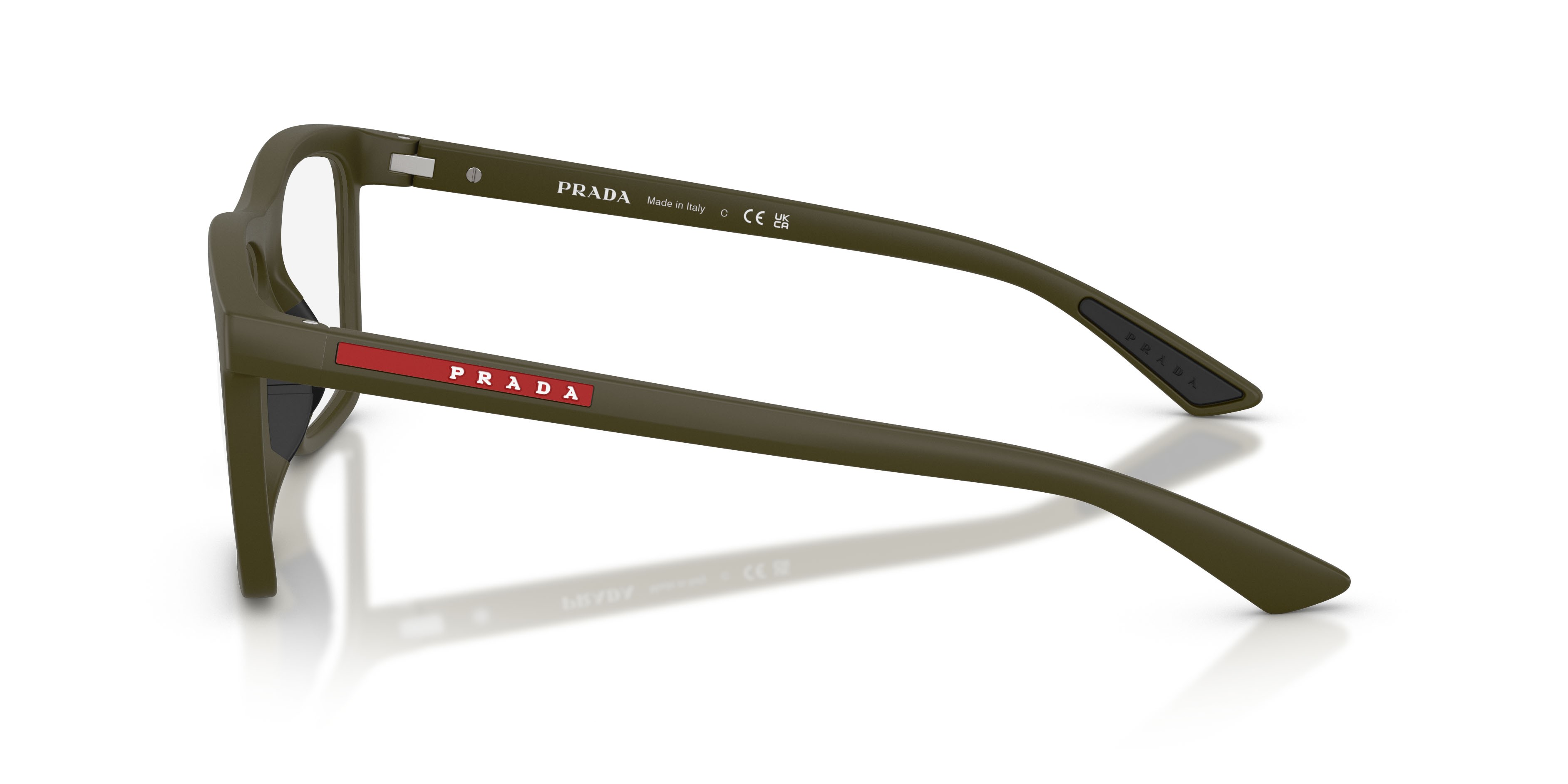 Occhiali da vista Prada Linea Rossa PS 01TV (15X1O1) colore verde opaco forma quadrato lenti lente demo