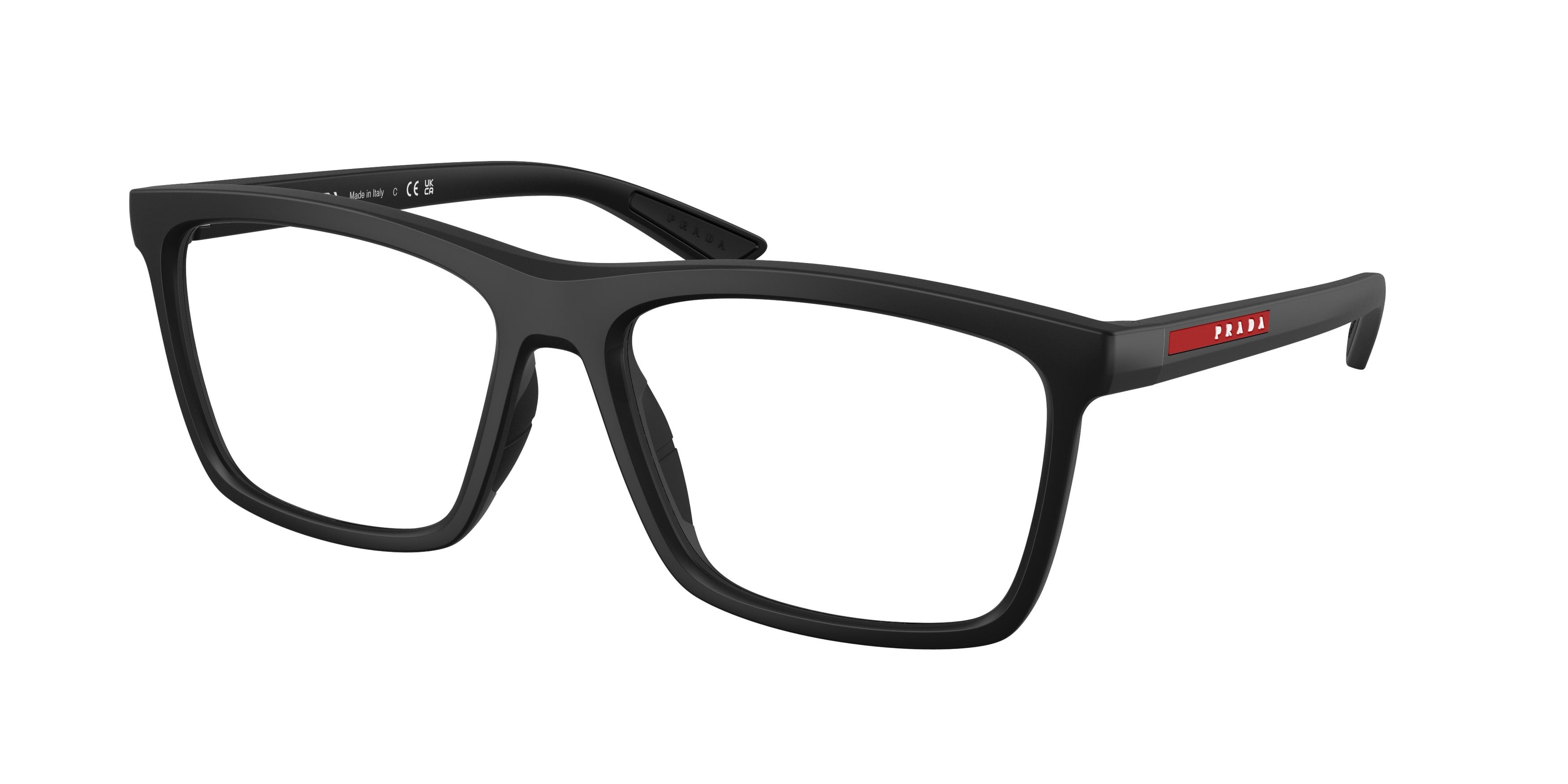 Occhiali da vista Prada Linea Rossa PS 01TV (1BO1O1) colore nero opaco forma quadrato lenti lente demo