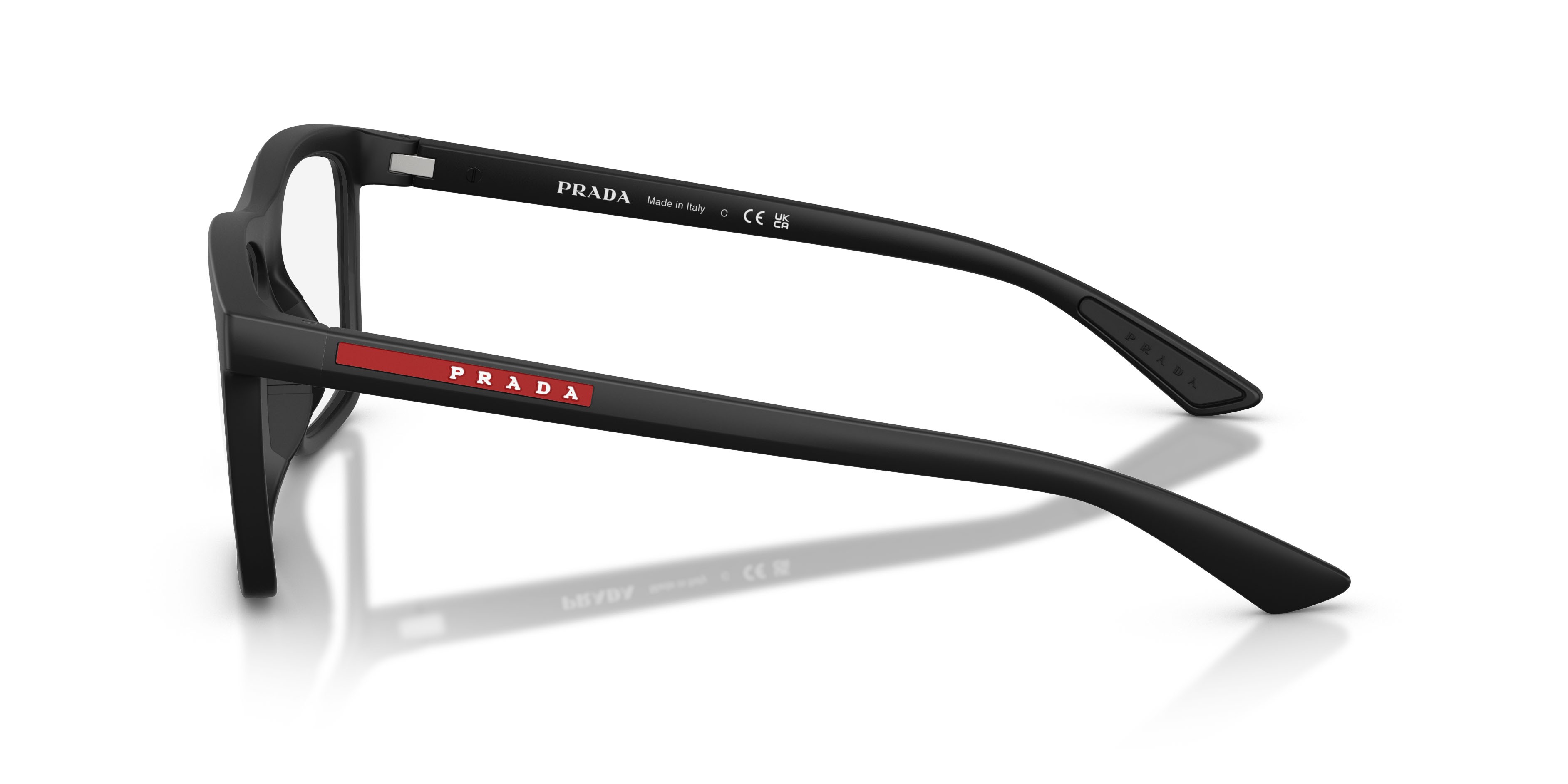 Occhiali da vista Prada Linea Rossa PS 01TV (1BO1O1) colore nero opaco forma quadrato lenti lente demo