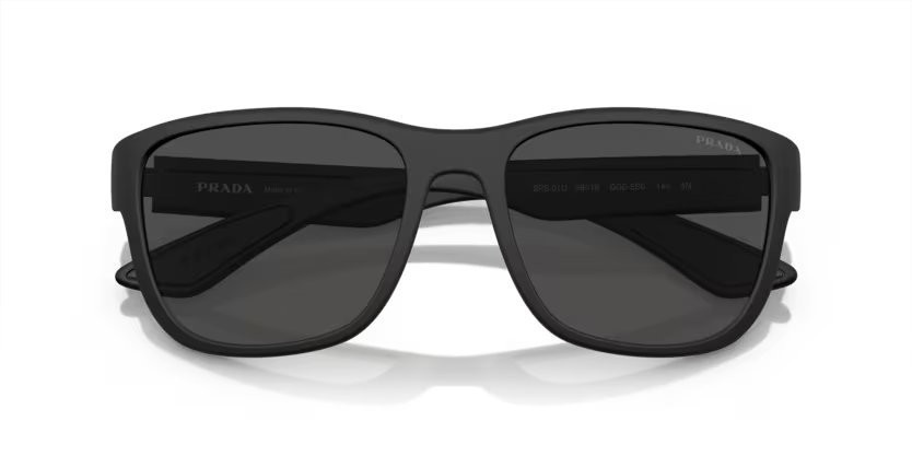 Occhiali da sole Prada Linea Rossa Active PS 01US (DG05S0) colore black rubber forma quadrato lenti grey