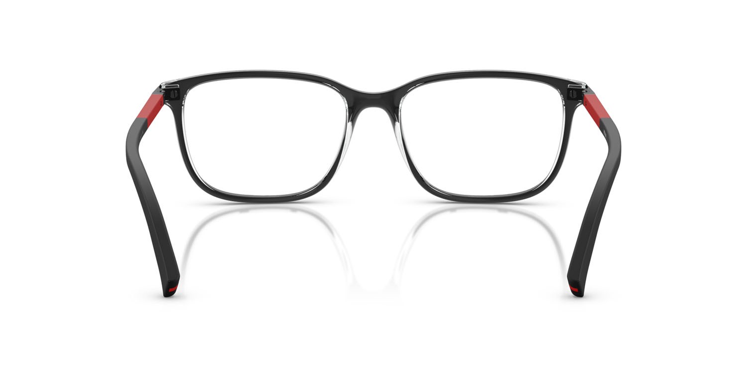 Occhiali da vista Prada Linea Rossa PS 02RV (03I1O1) colore top nero opaco su crystal forma quadrato lenti lente demo
