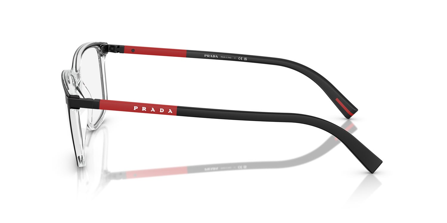 Occhiali da vista Prada Linea Rossa PS 02RV (03I1O1) colore top nero opaco su crystal forma quadrato lenti lente demo