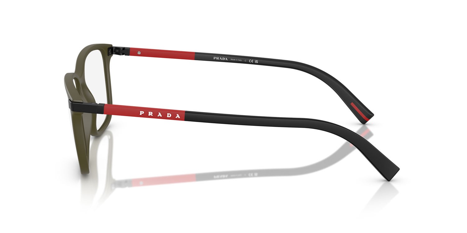 Occhiali da vista Prada Linea Rossa PS 02RV (15X1O1) colore verde militare opaco forma quadrato lenti lente demo