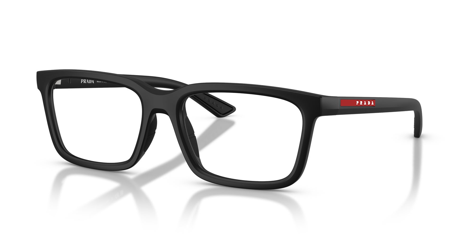 Occhiali da vista Prada Linea Rossa PS 02SV (1BO1O1) colore nero opaco forma rettangolare lenti lente demo