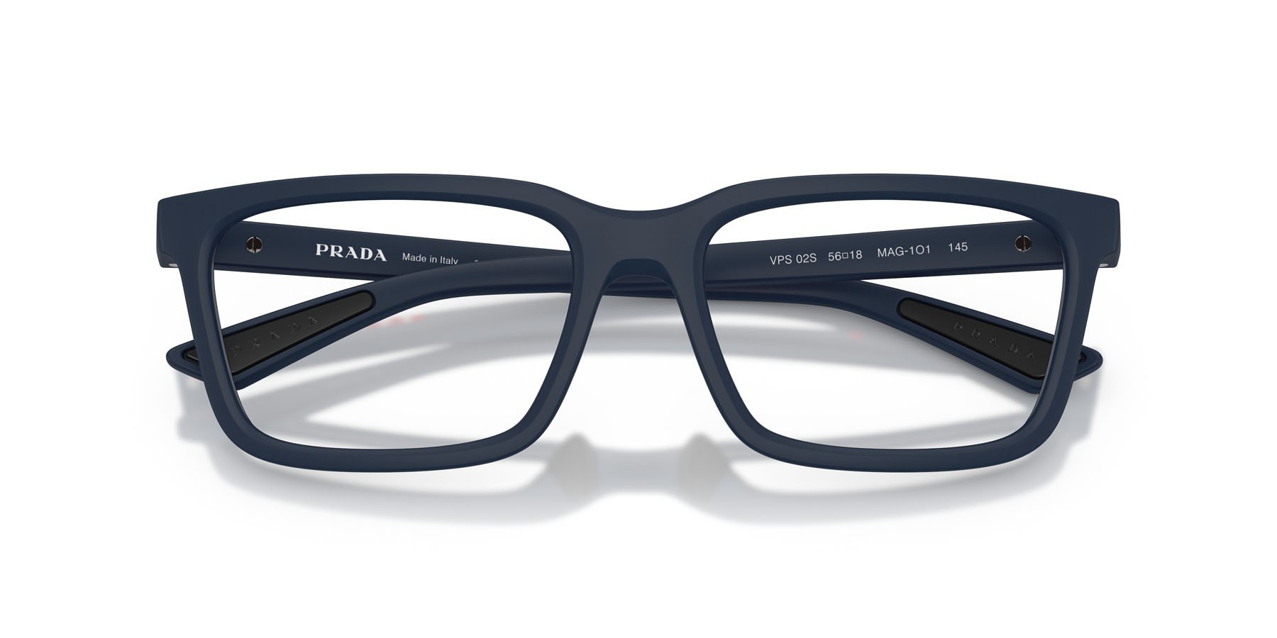 Occhiali da vista Prada Linea Rossa PS 02SV (MAG1O1) colore blu opaco forma rettangolare lenti lente demo
