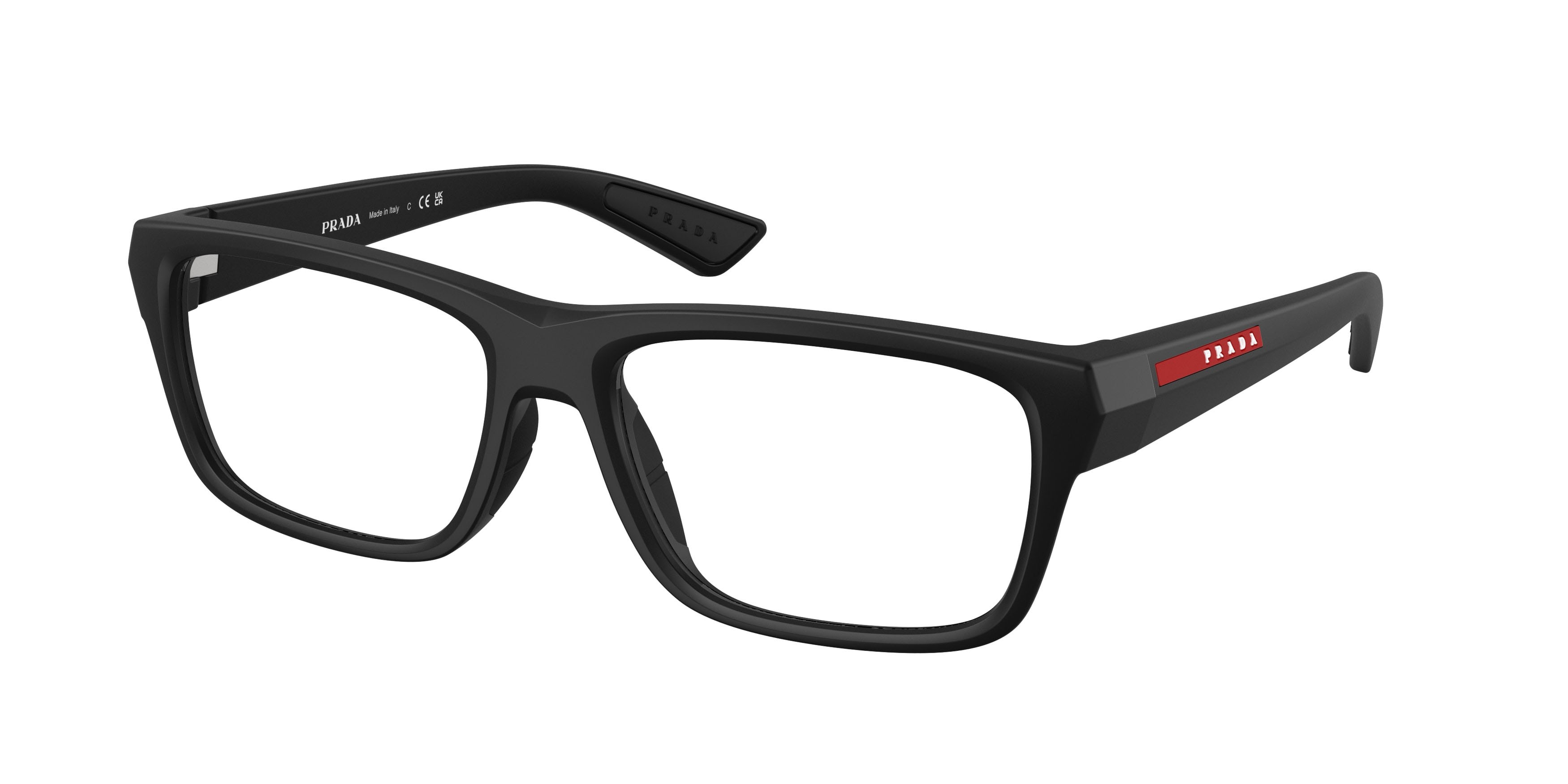Occhiali da vista Prada Linea Rossa PS 02TV (1BO1O1) colore nero opaco forma quadrato lenti lente demo