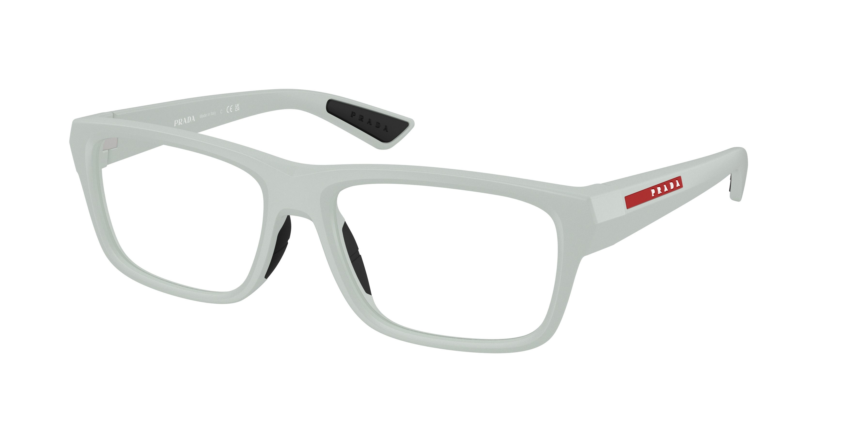 Occhiali da vista Prada Linea Rossa PS 02TV (25H1O1) colore grigio trasparente forma quadrato lenti lente demo