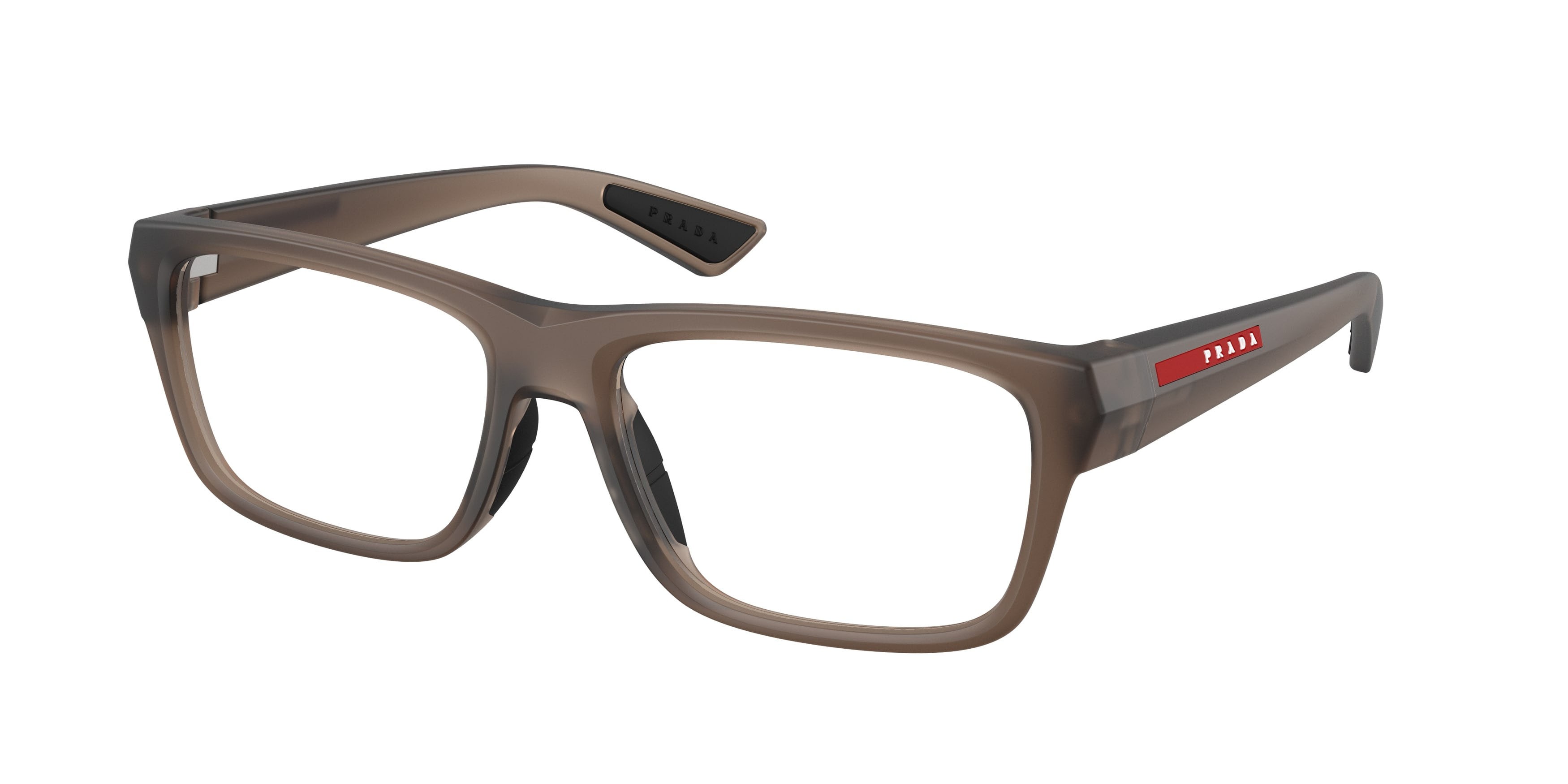 Occhiali da vista Prada Linea Rossa PS 02TV (29F1O1) colore frosted brown forma quadrato lenti lente demo